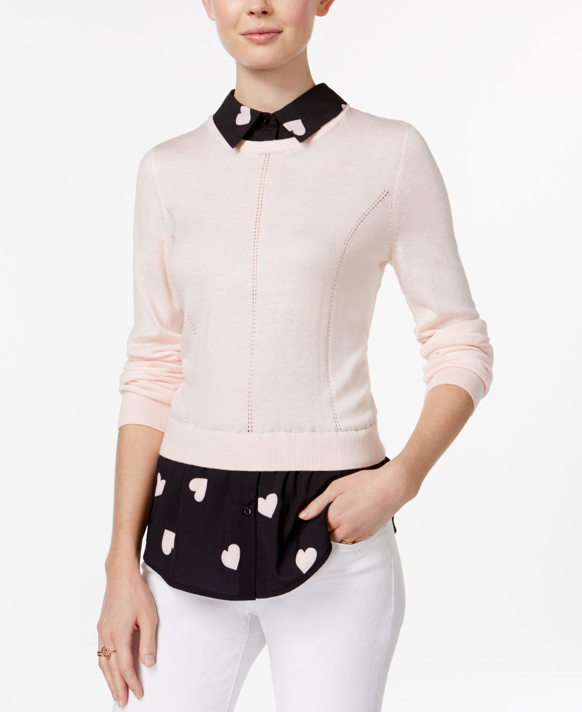 Maison Jules Printed Layered Look Top