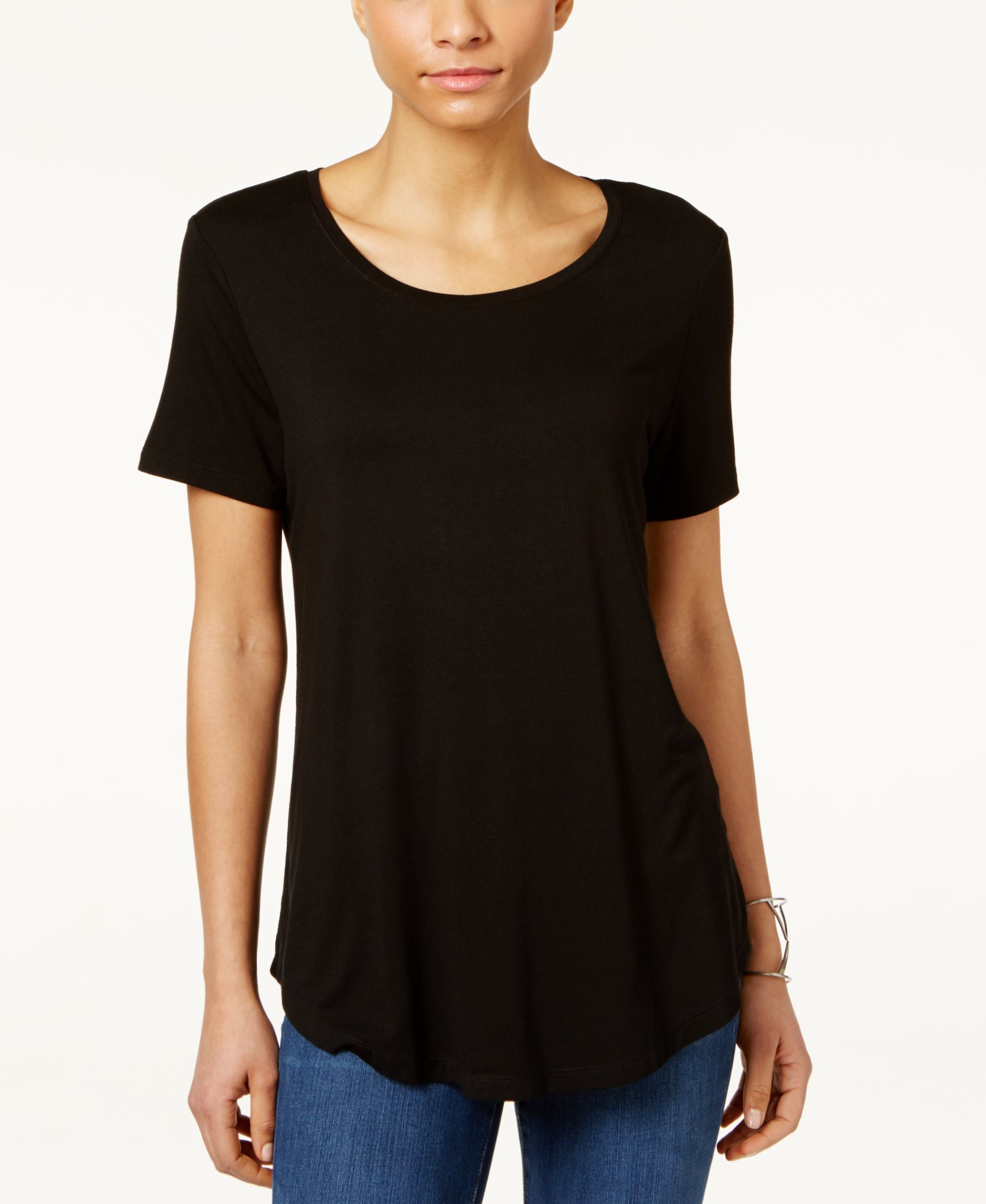 JM Collection Petite Scoop Neck T-Shirt