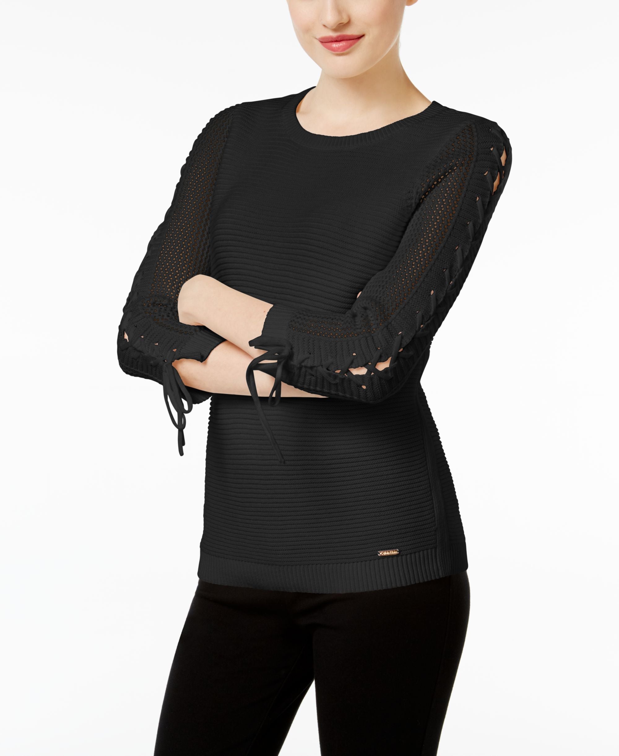 Calvin Klein Lace Up Cotton Sweater