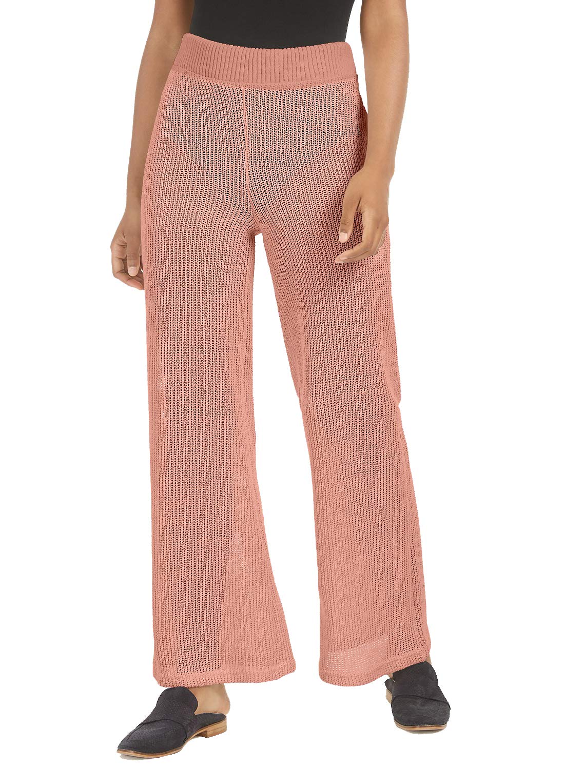 Free People Womens Summer Nights Solid High Rise Wide Leg Pants Pink M