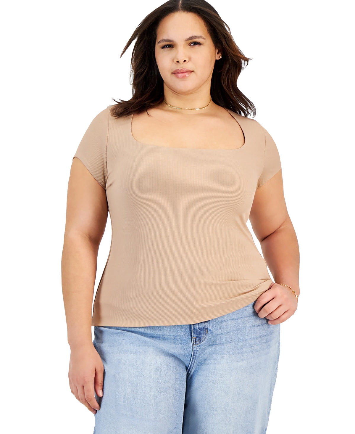 Trendy Plus Size Square-Neck Top