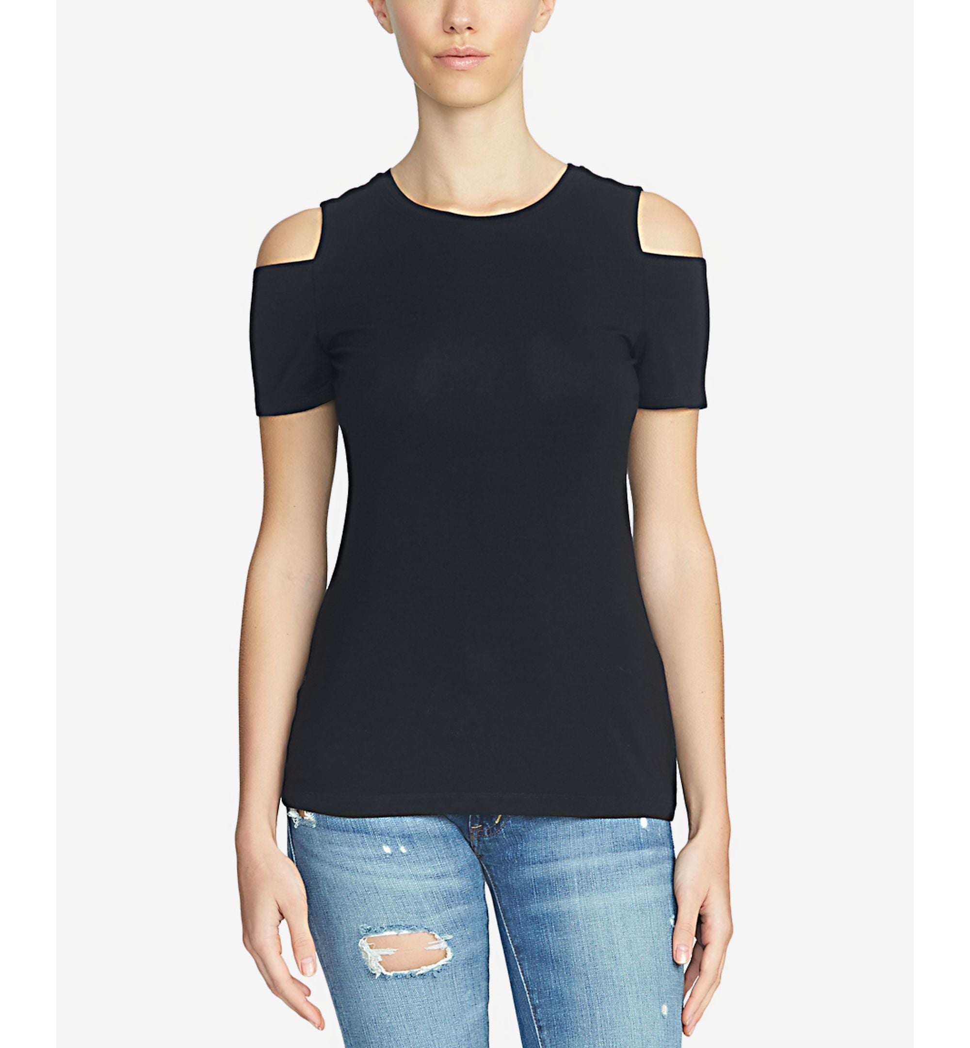1.State Crew Neck Cold Shoulder T-Shirt