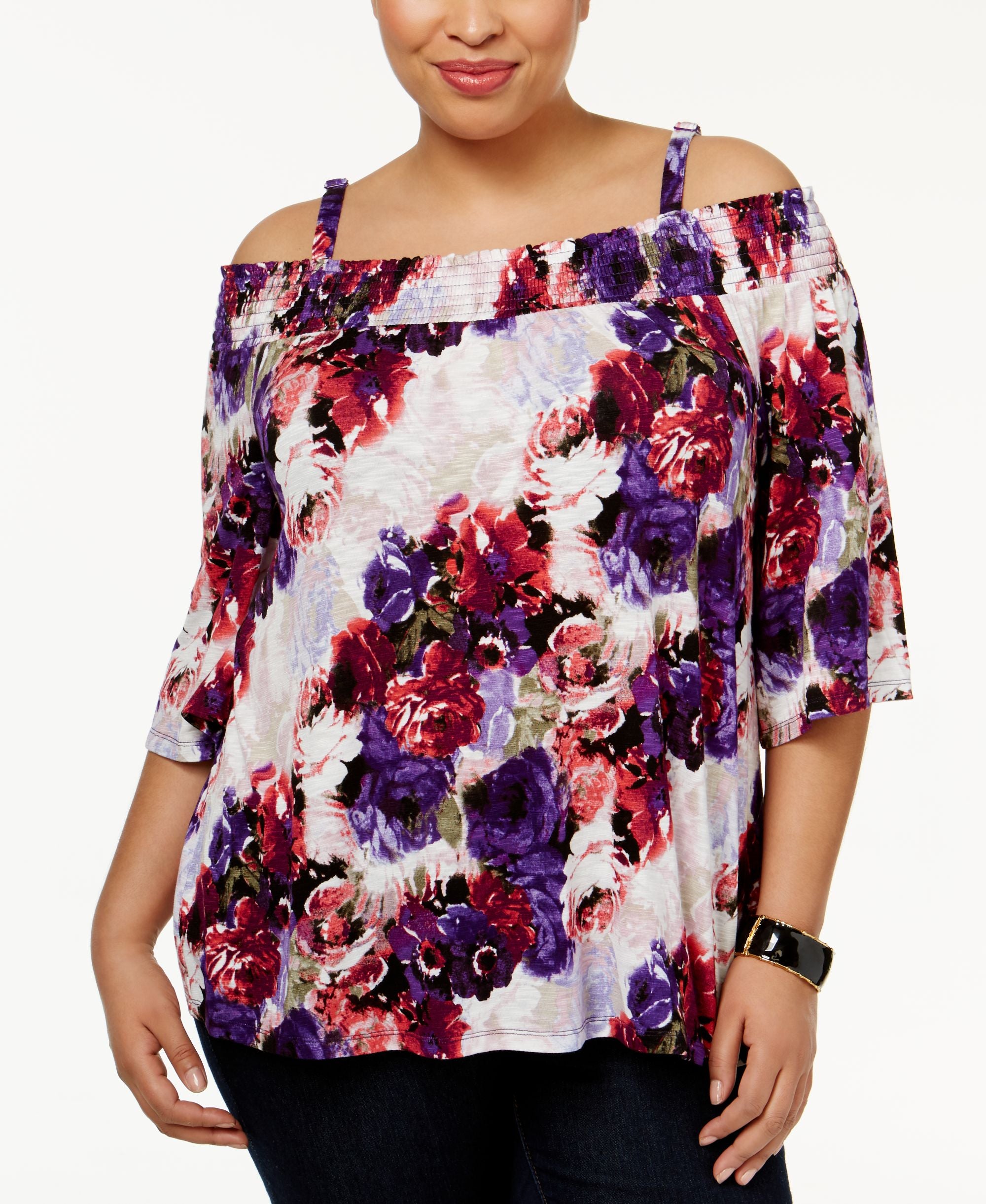 INC International Concepts Plus Size Off The Shoulder Peasant Top