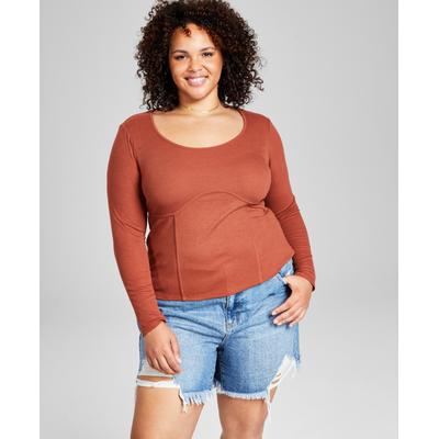 Plus Size Rib-Knit Corset Top
