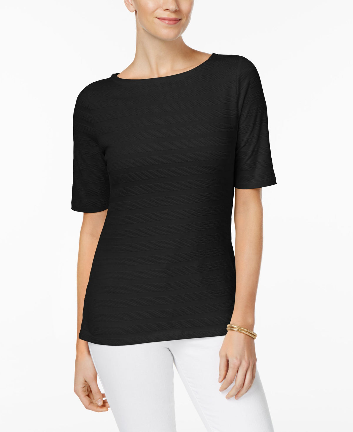 Charter Club Elbow Sleeve Textured Top