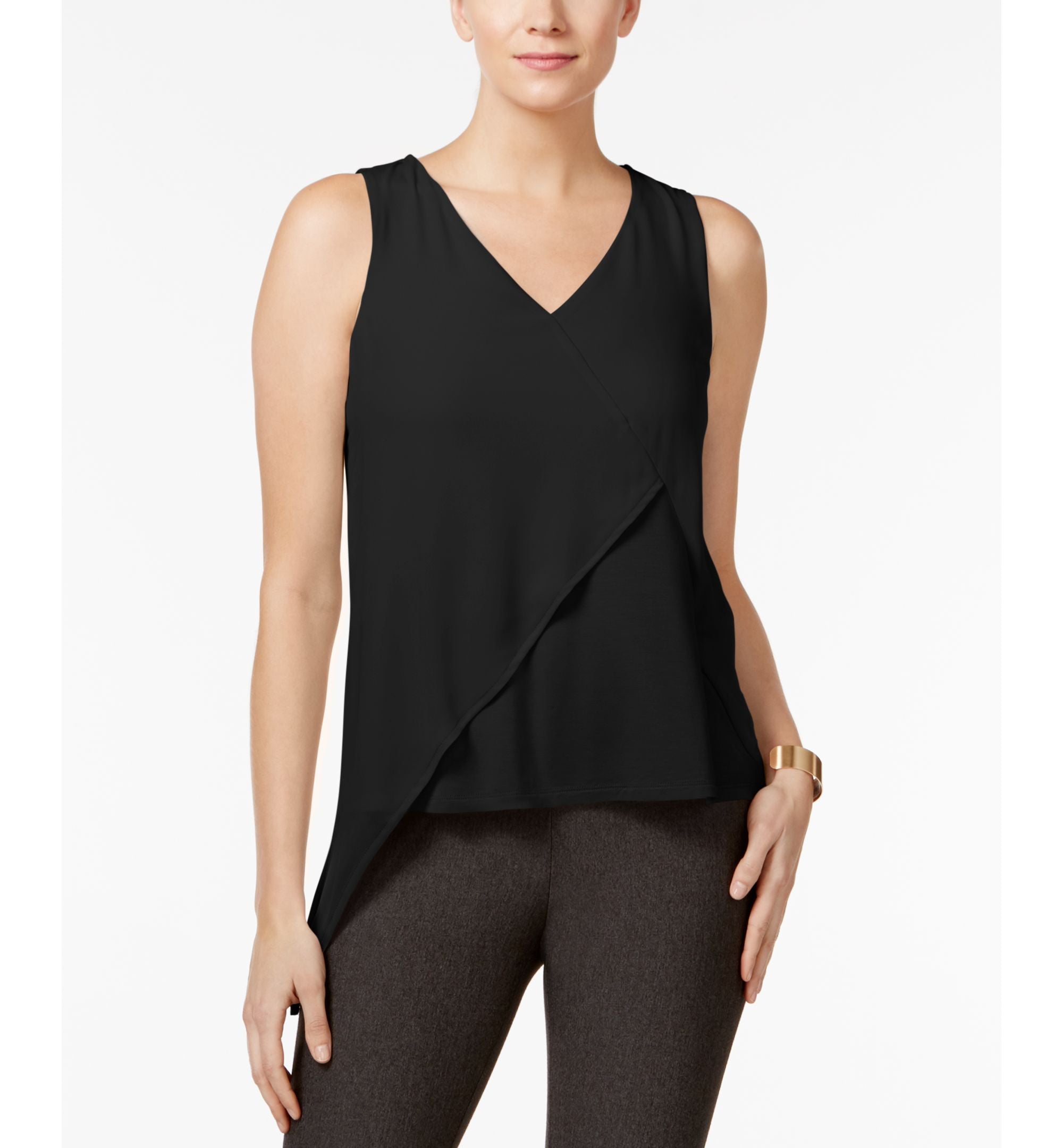 Cable Gauge Mixed Media Asymmetrical Top