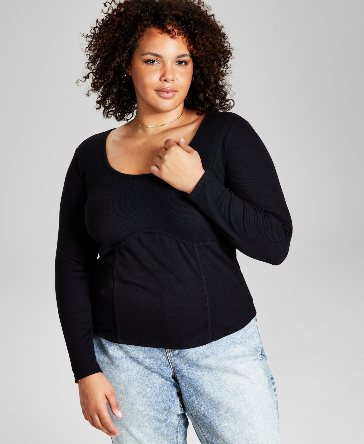 Plus Size Rib-Knit Corset Top