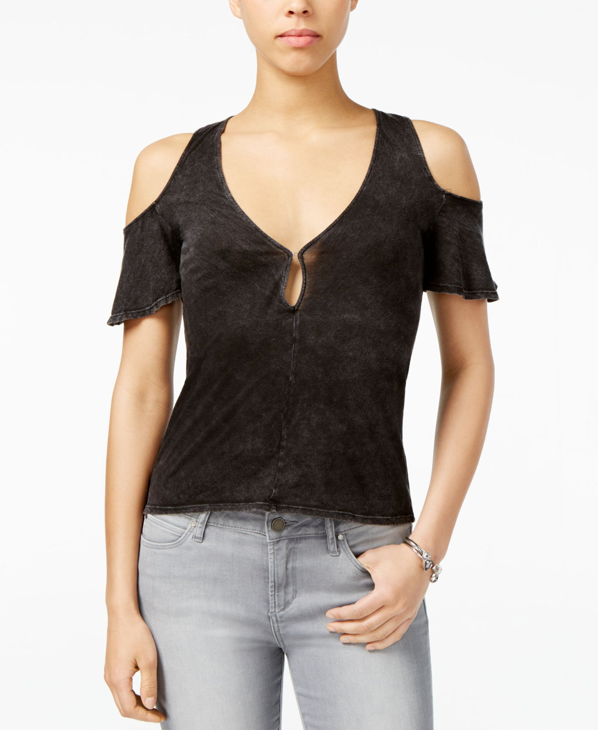 Project Social T Jet Stream Cotton Cold Shoulder Top