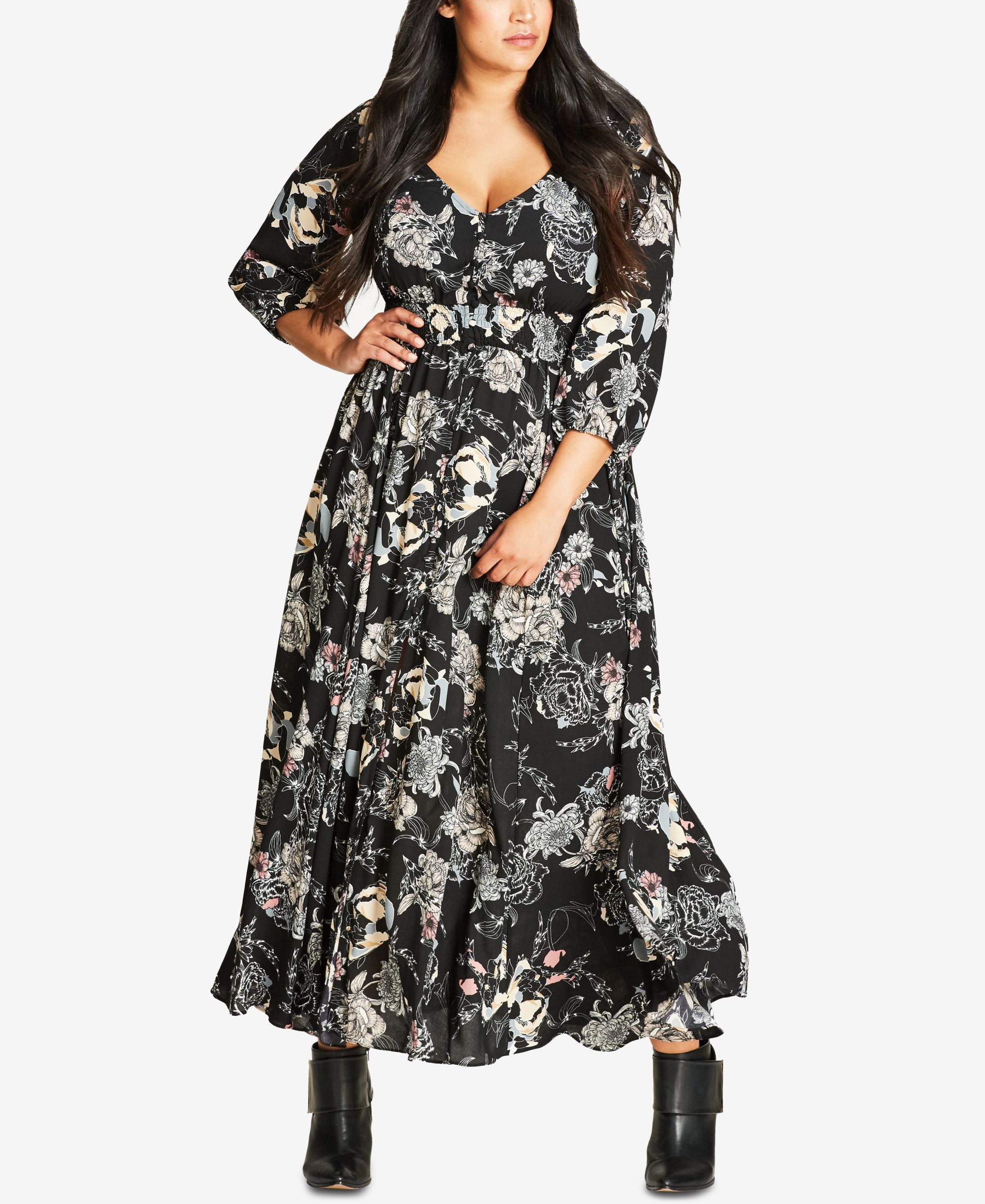 City Chic Trendy Plus Size Printed Maxi Dress