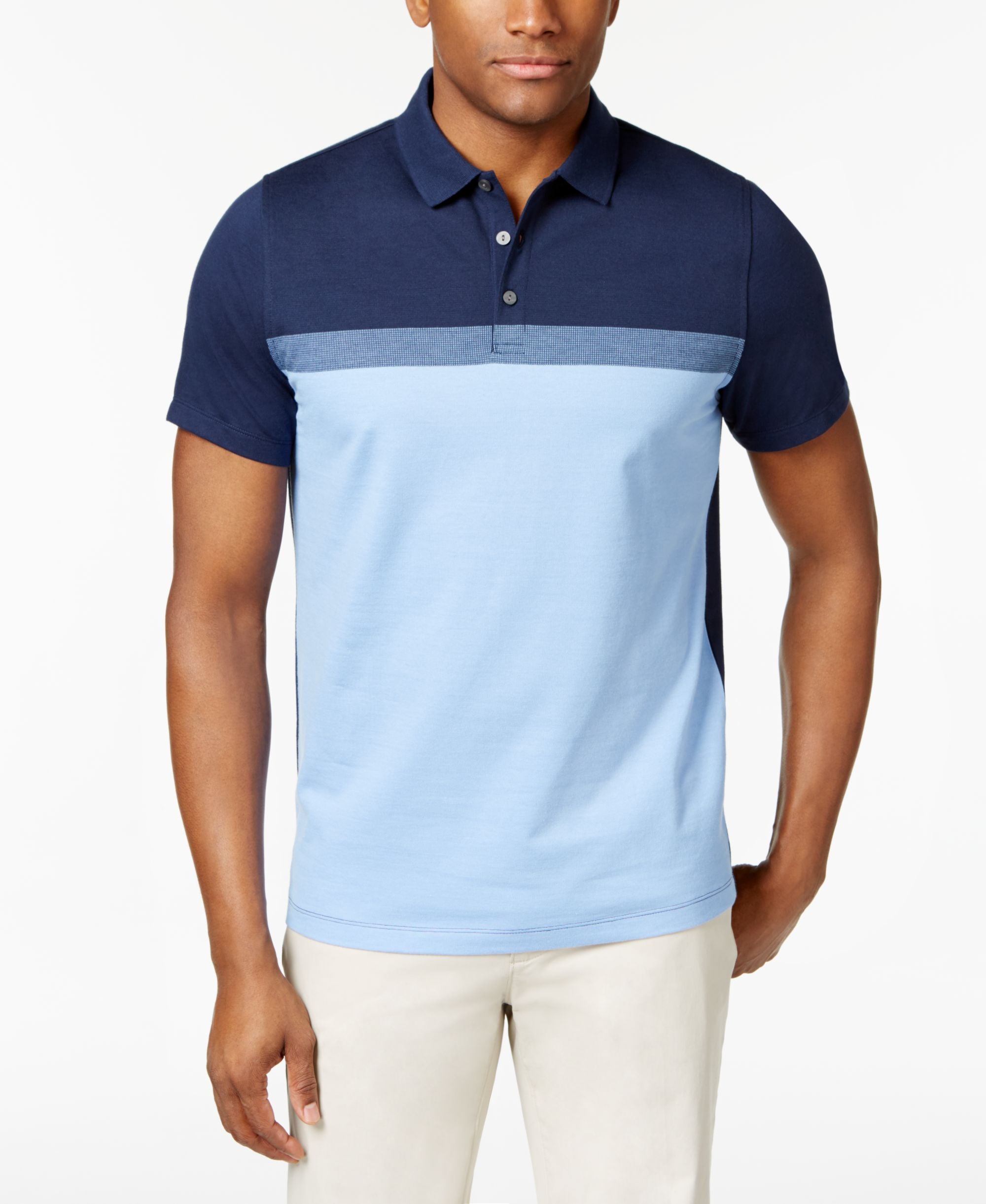 Alfani Mens Stretch Cavalry Colorblocked Polo