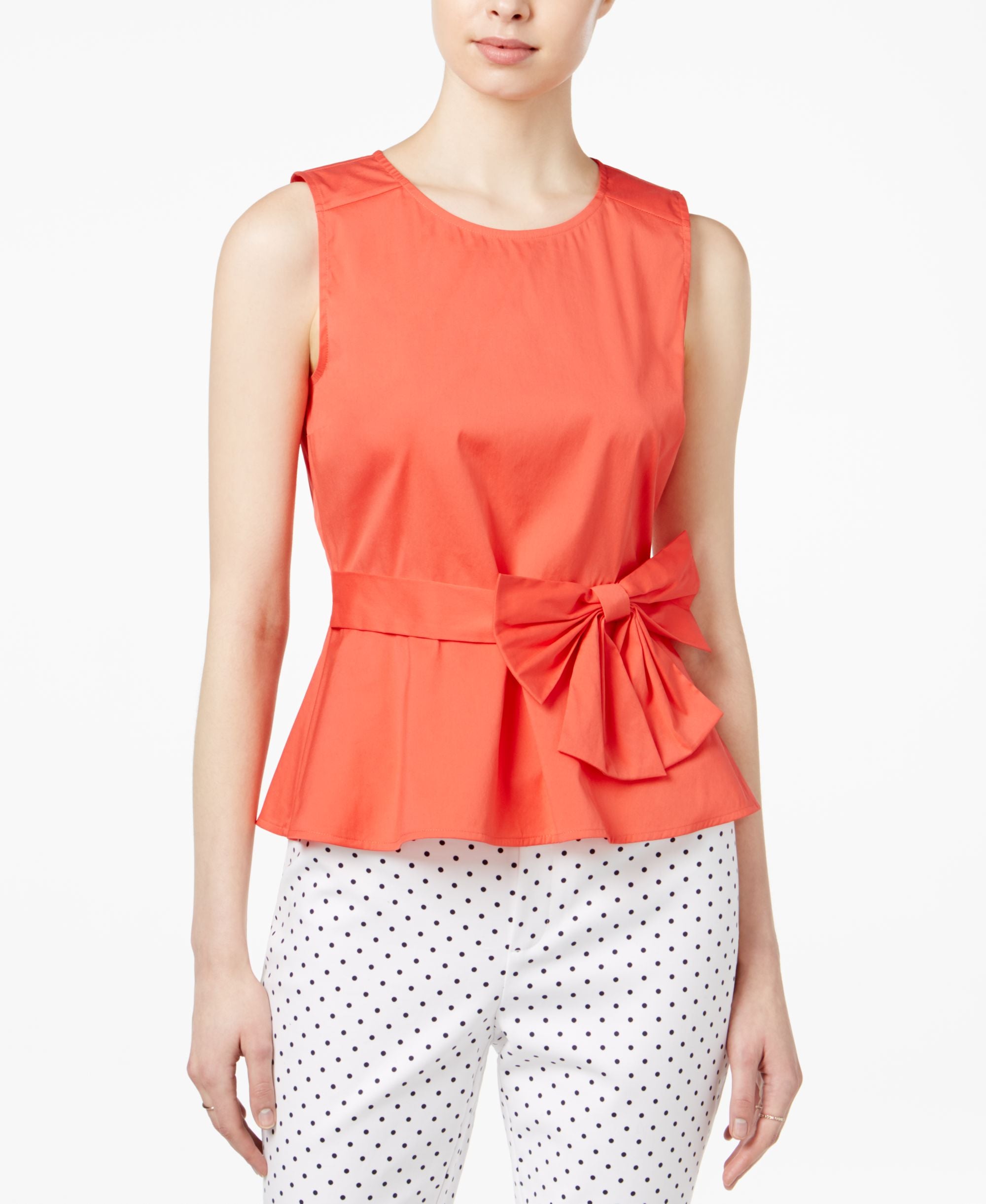 Maison Jules Bow Detail Peplum Top
