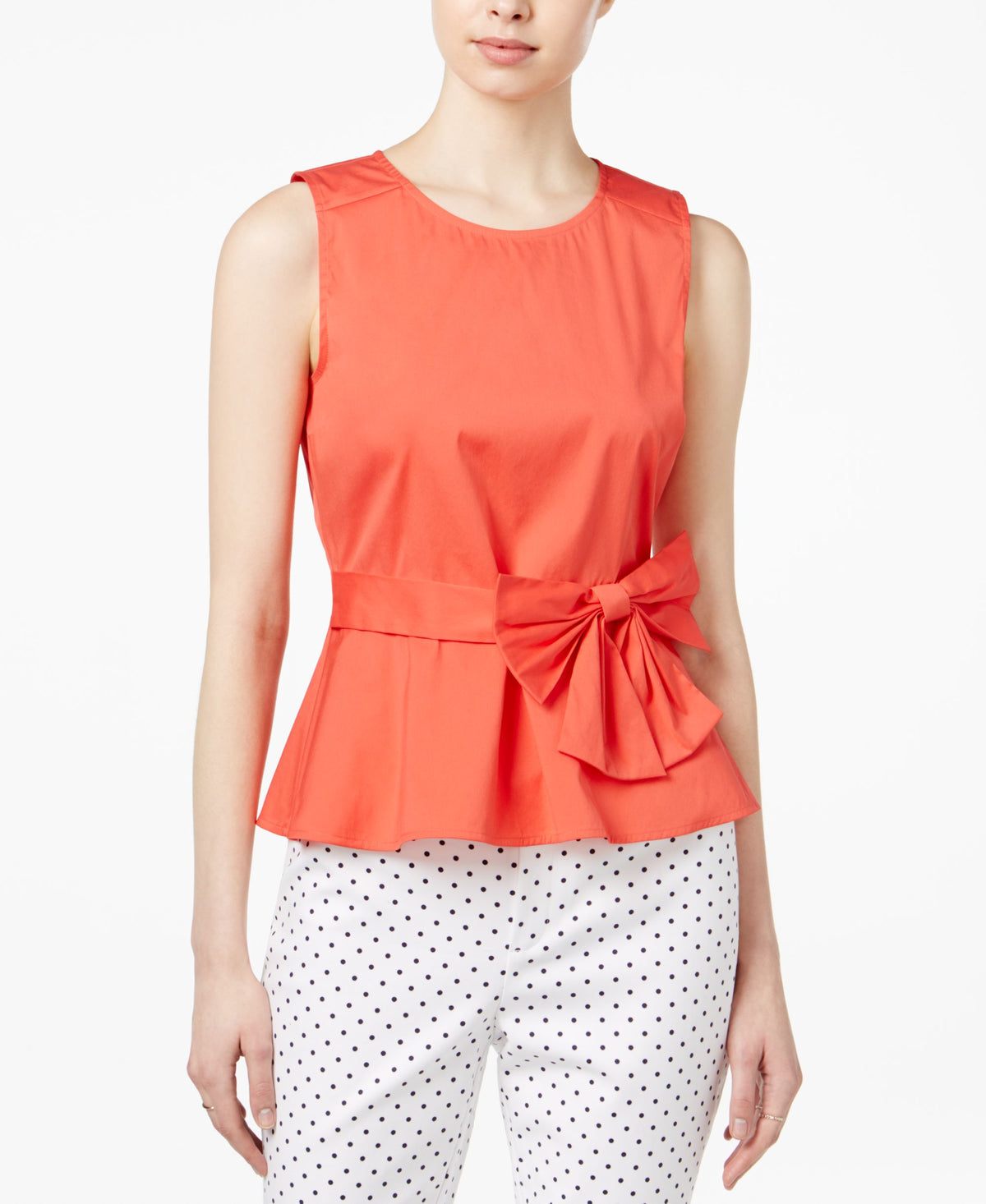 Maison Jules Bow Detail Peplum Top