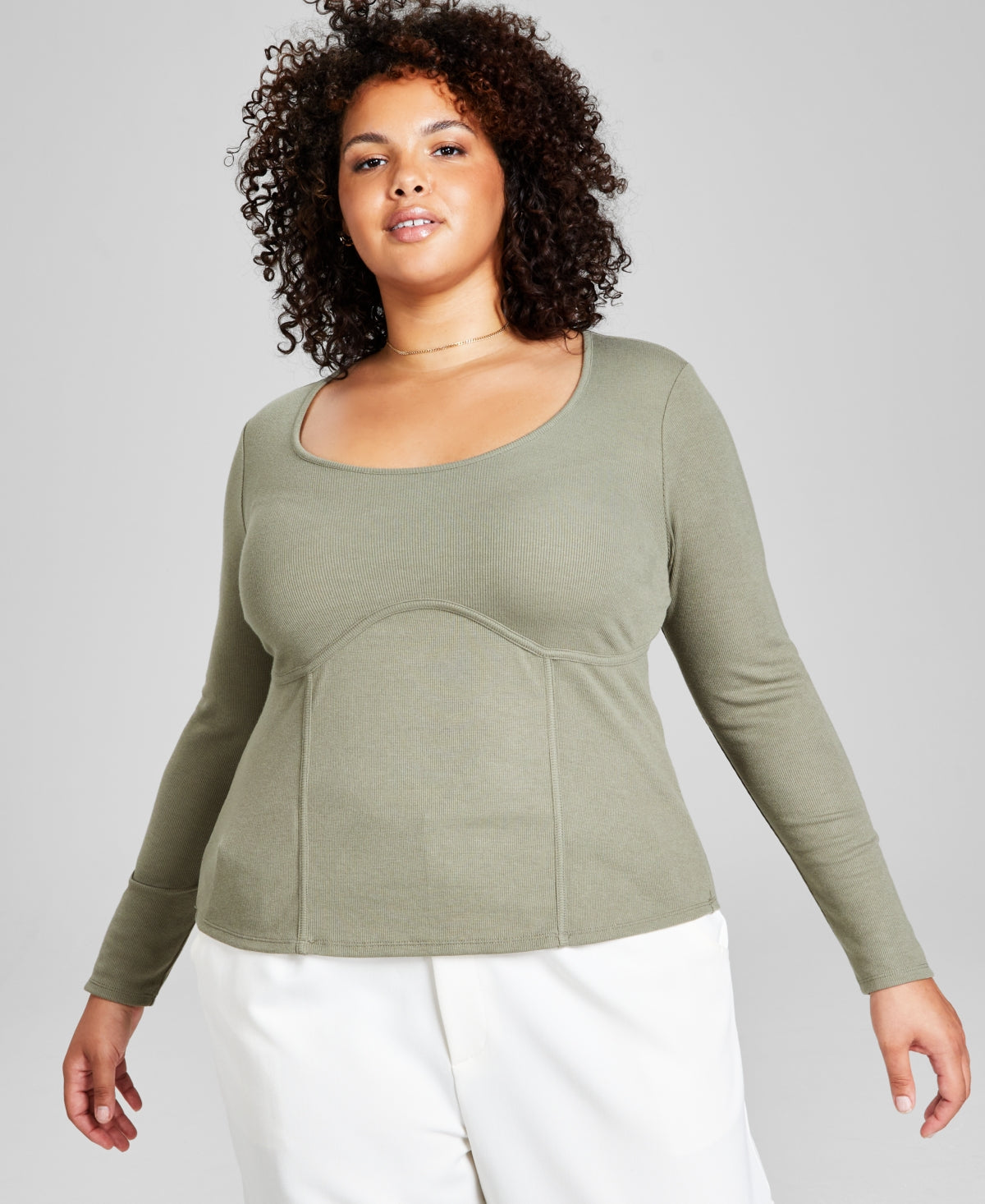 Plus Size Rib-Knit Corset Top