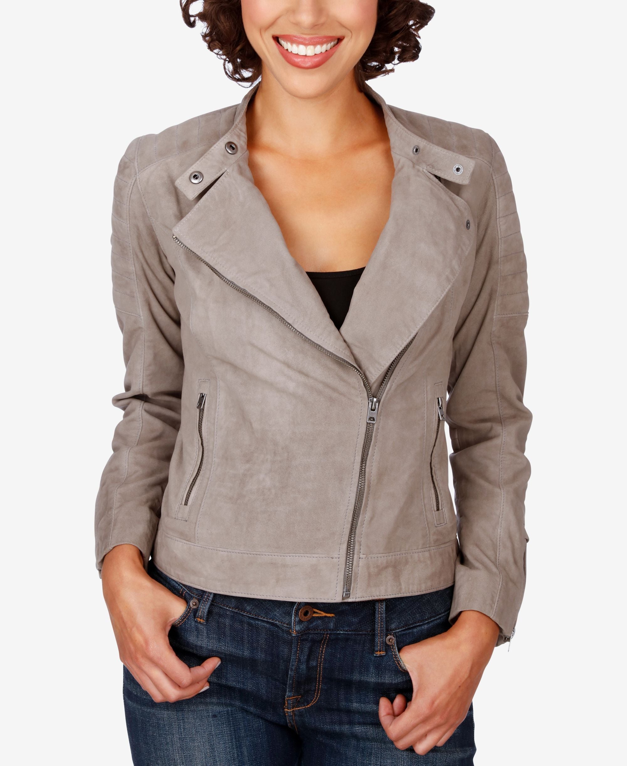 Lucky Brand Quilted Suede Moto Jacket