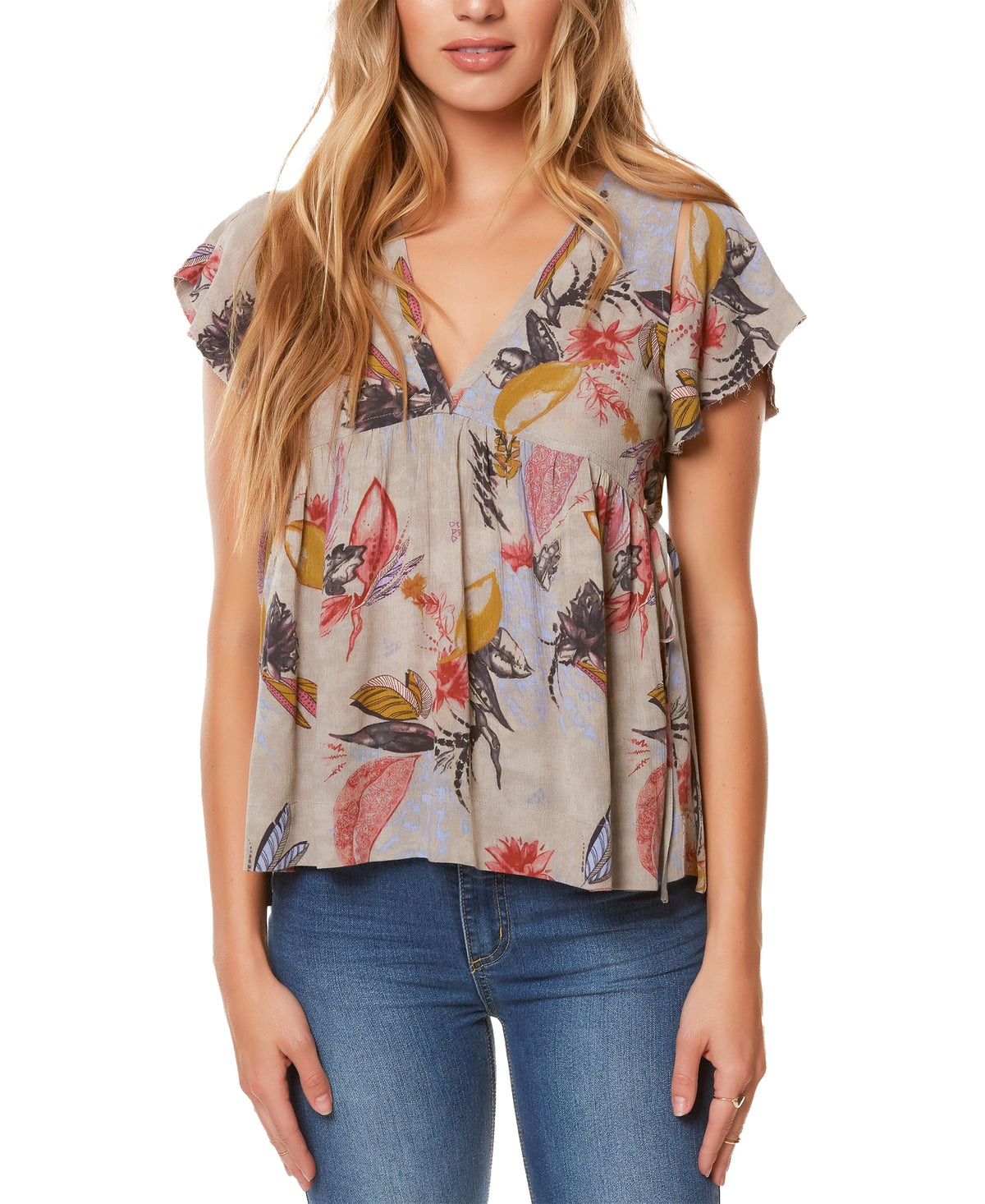 Oneill Juniors Juniper Printed Cutout Top