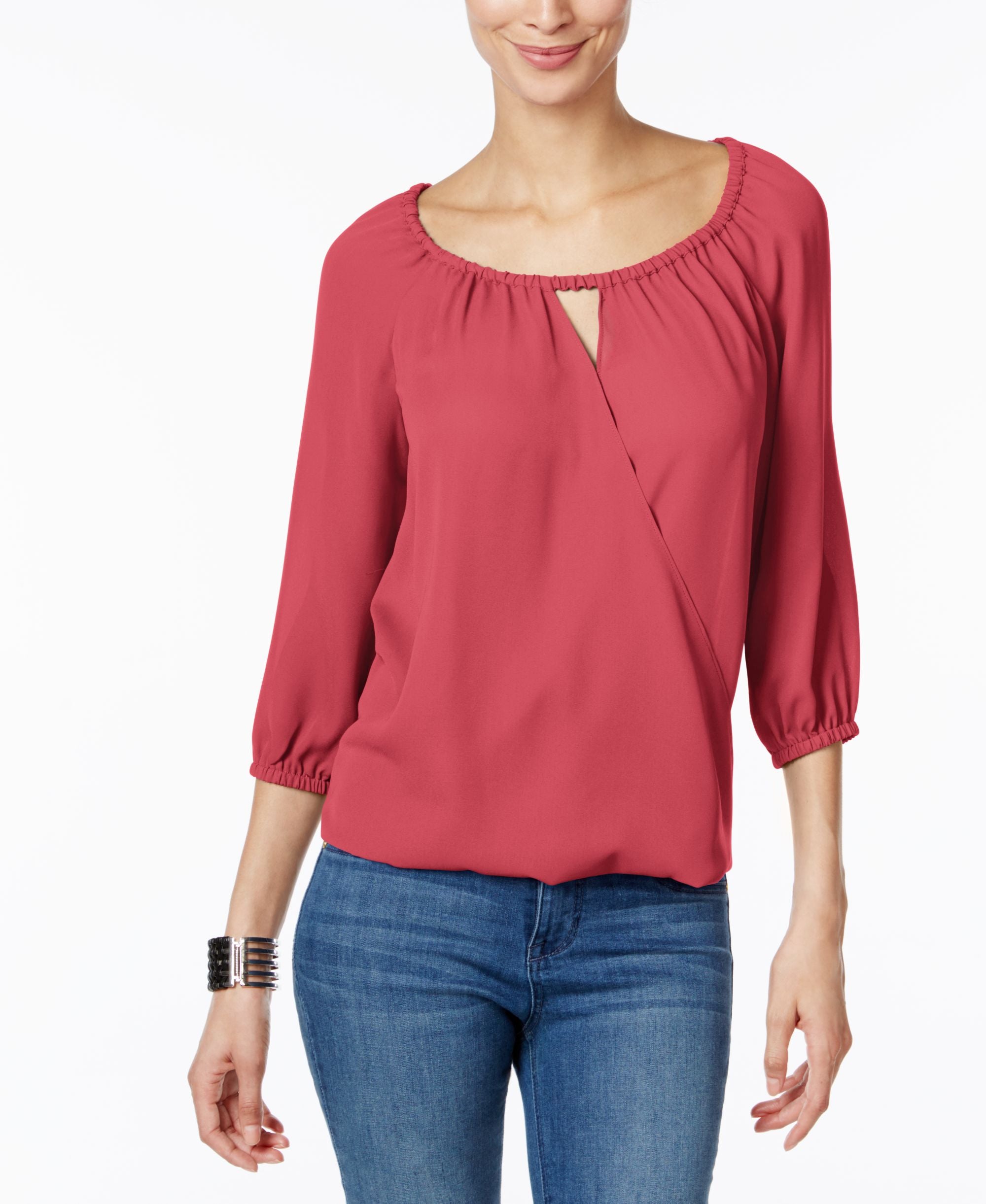INC International Concepts Surplice Keyhole Blouse