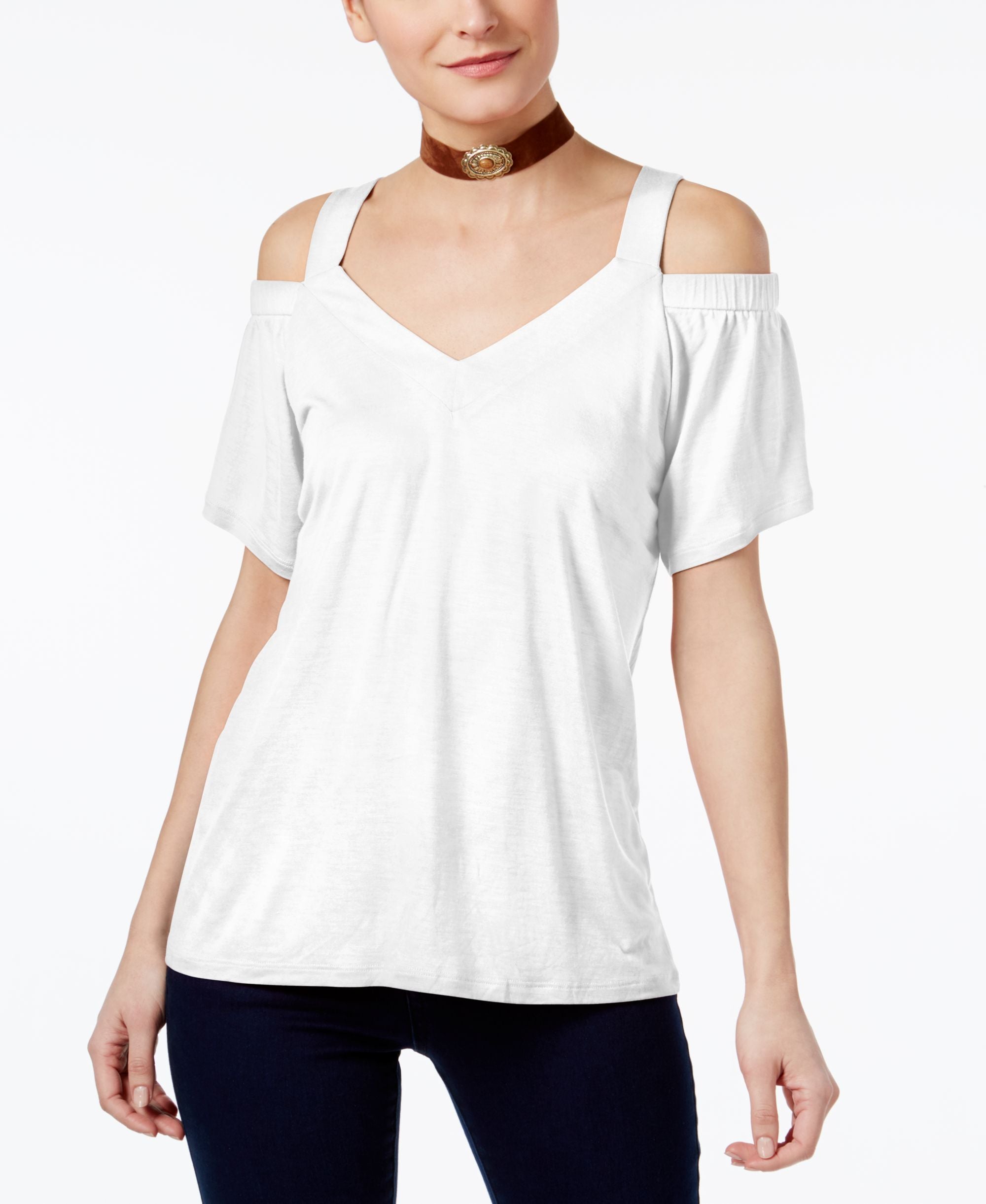 INC International Concepts Petite Cold Shoulder Top