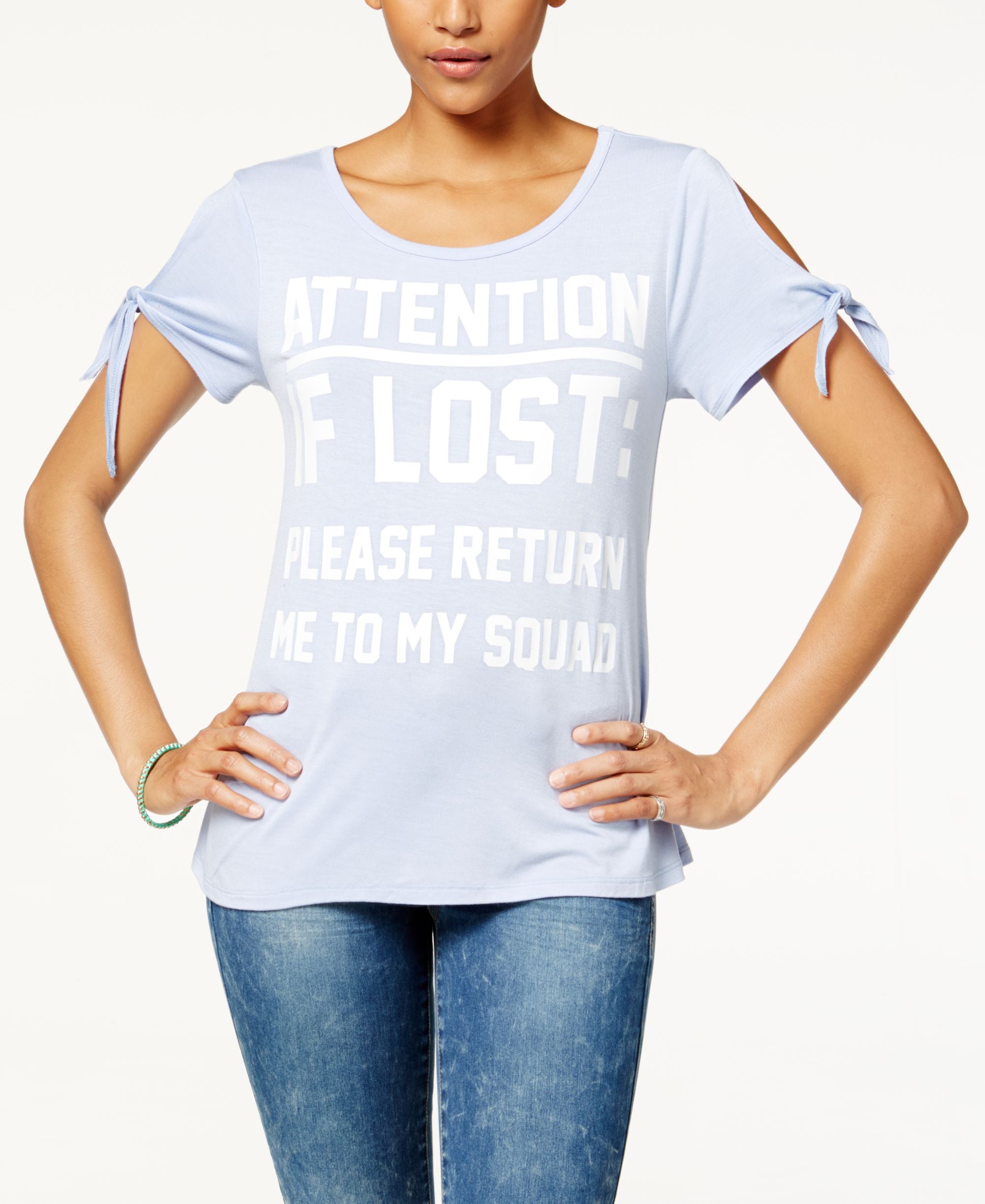 Belle Du Jour Juniors Tie Sleeve Graphic T-Shirt