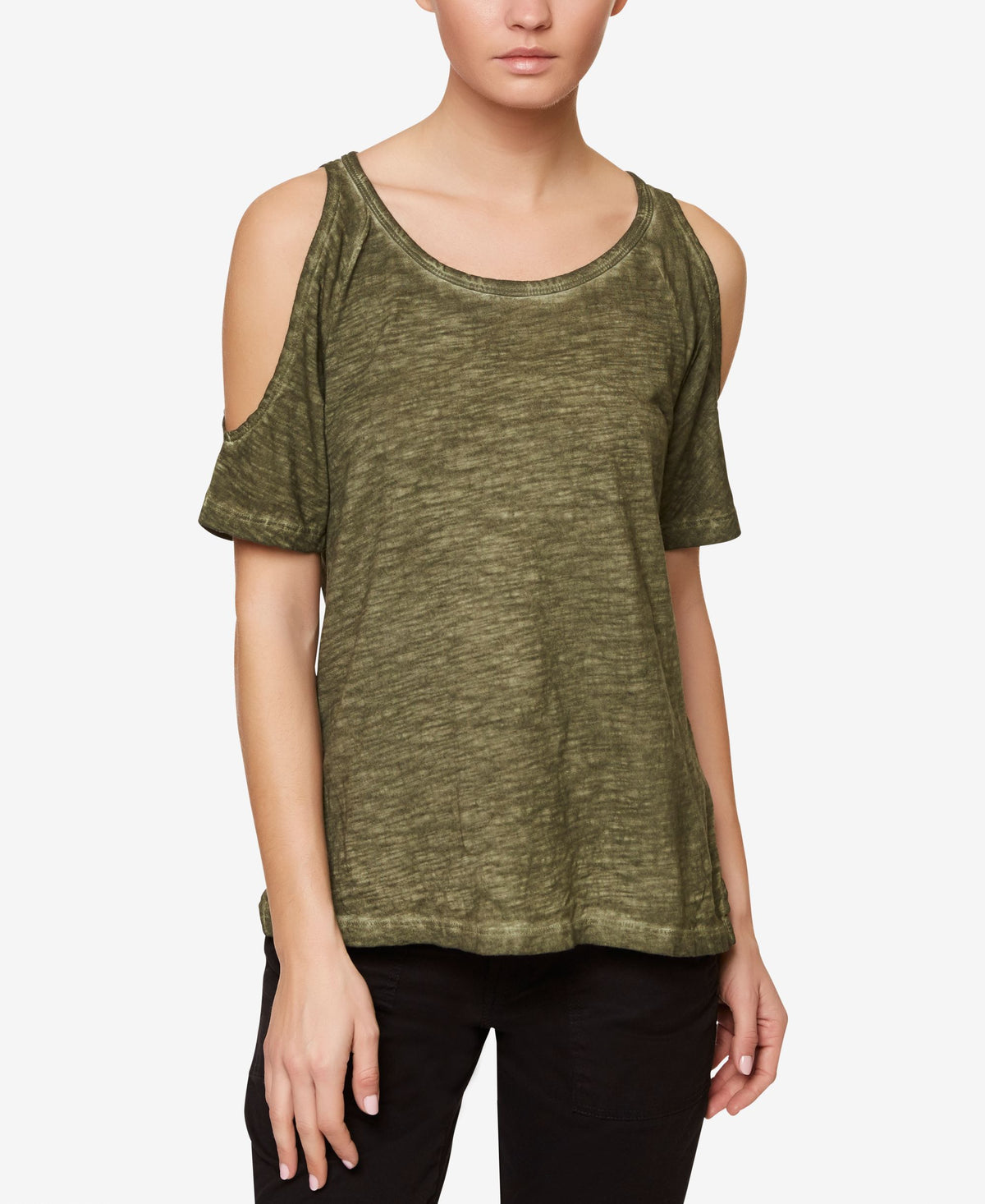 Heathered Cold-Shoulder Top