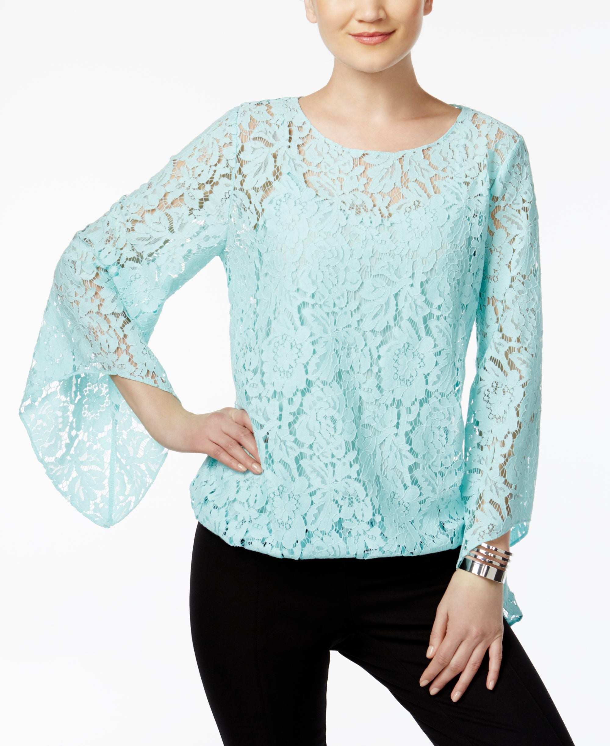 Alfani Lace Blouson Top