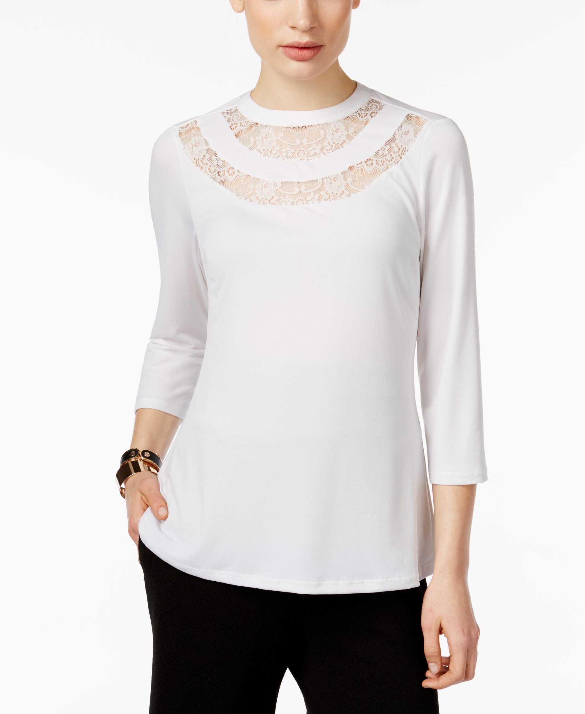 Ny Collection Lace Trim Top