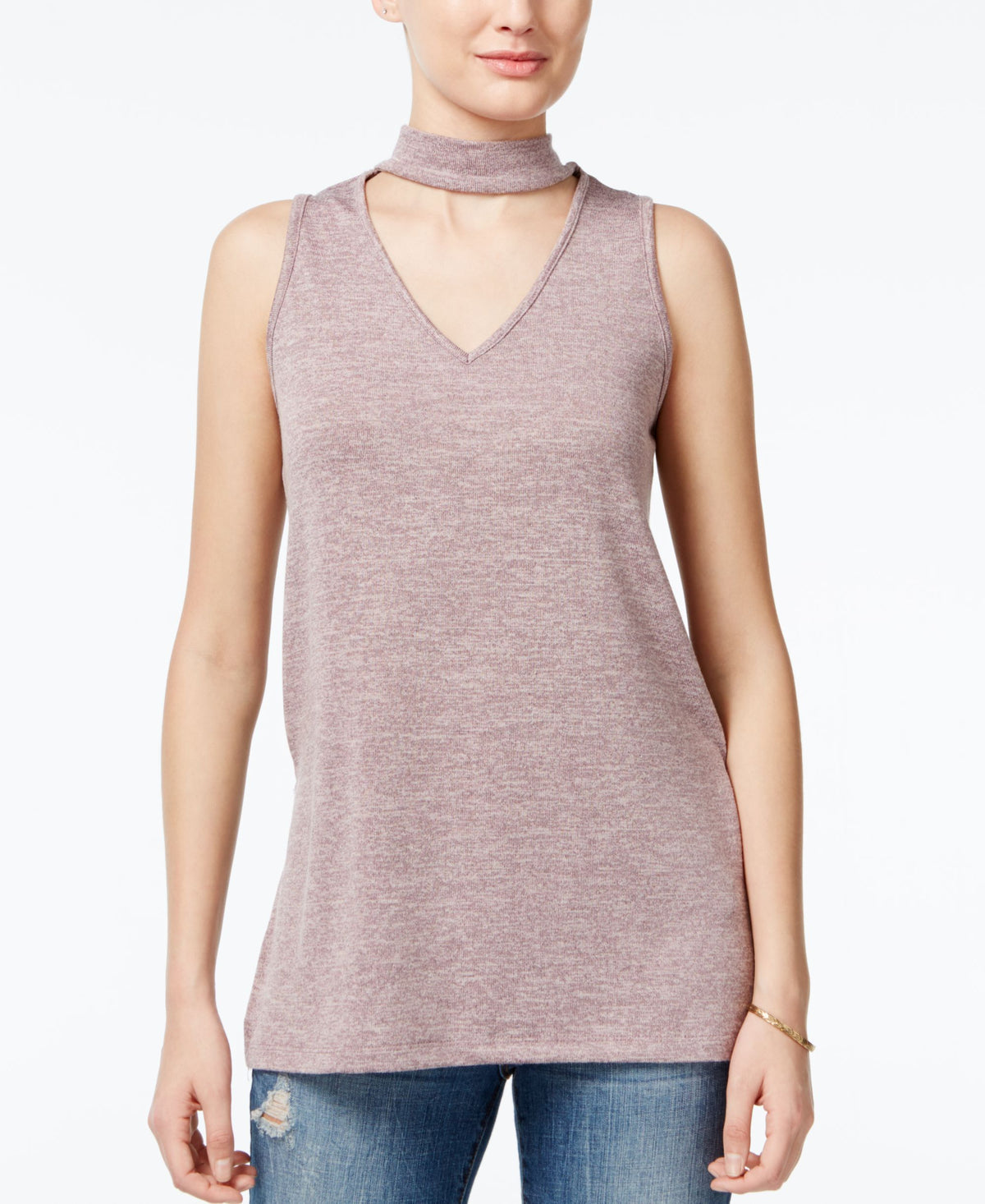 Freshman Juniors' Gigi Mock-Neck Rib-Knit Tank Top Elderberry XS