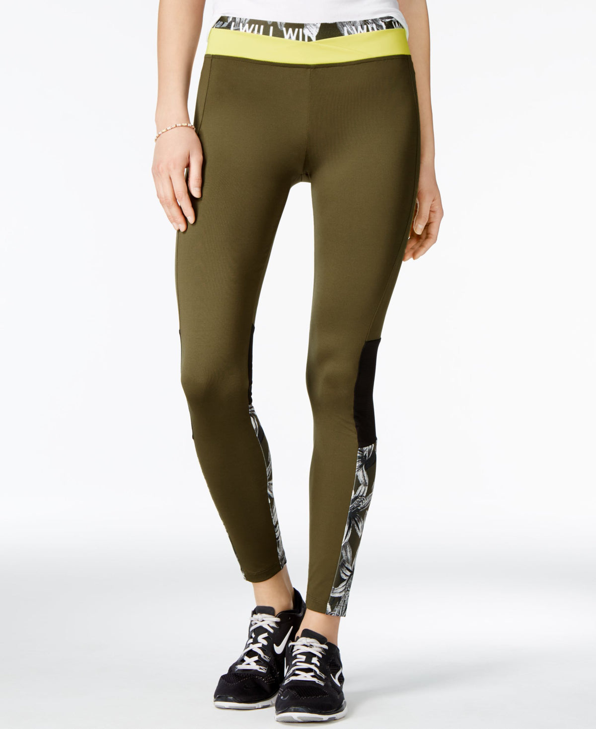 Energie Juniors' Active Colorblock Leggings with Verbiage Elastic Waistband XL