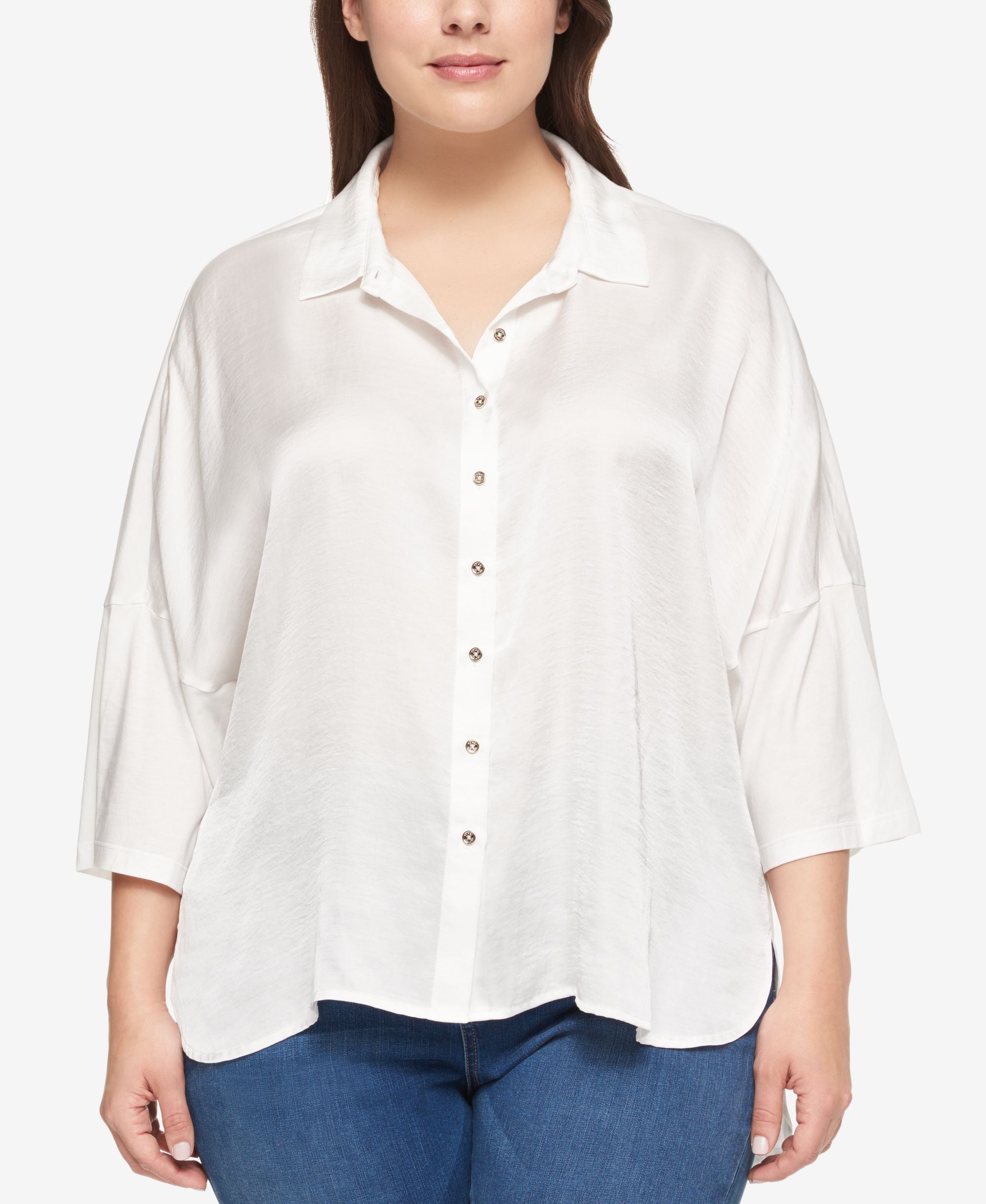 Tommy Hilfiger Plus Size Mixed Media Shirt