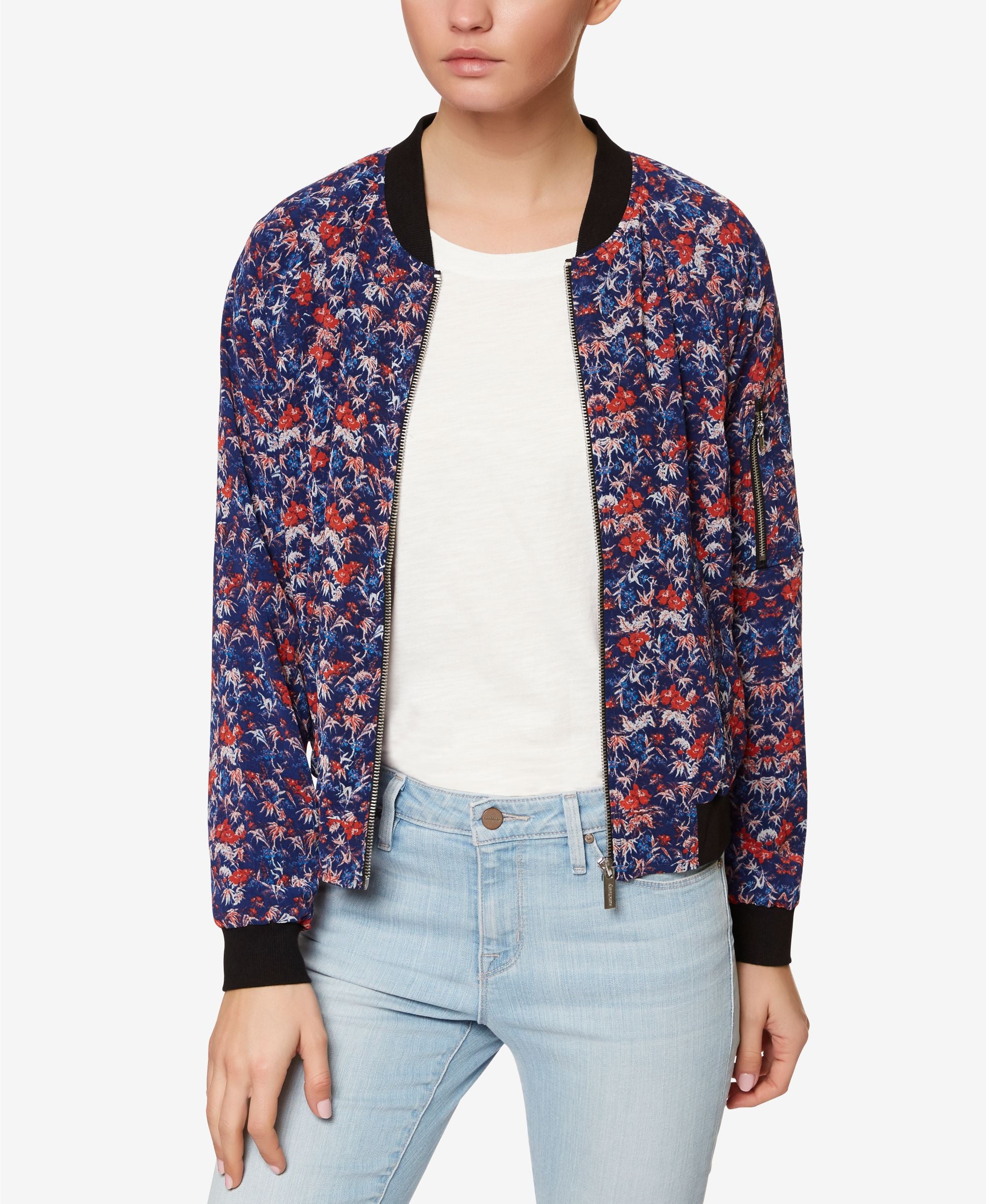 Sanctuary Cotton Floral Print Bomber Jacket