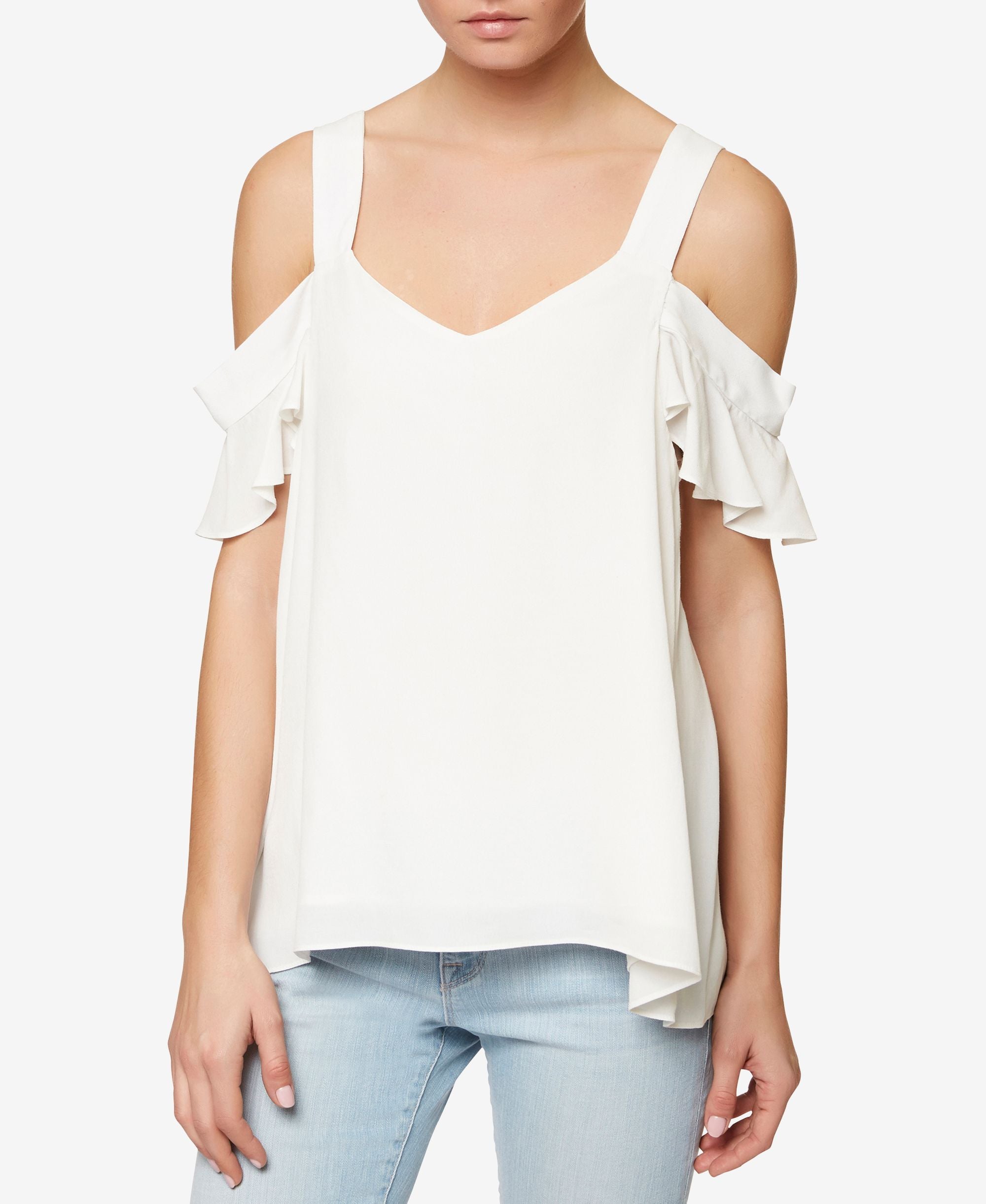 Sanctuary Annie Ruffled Cold Shoulder Top