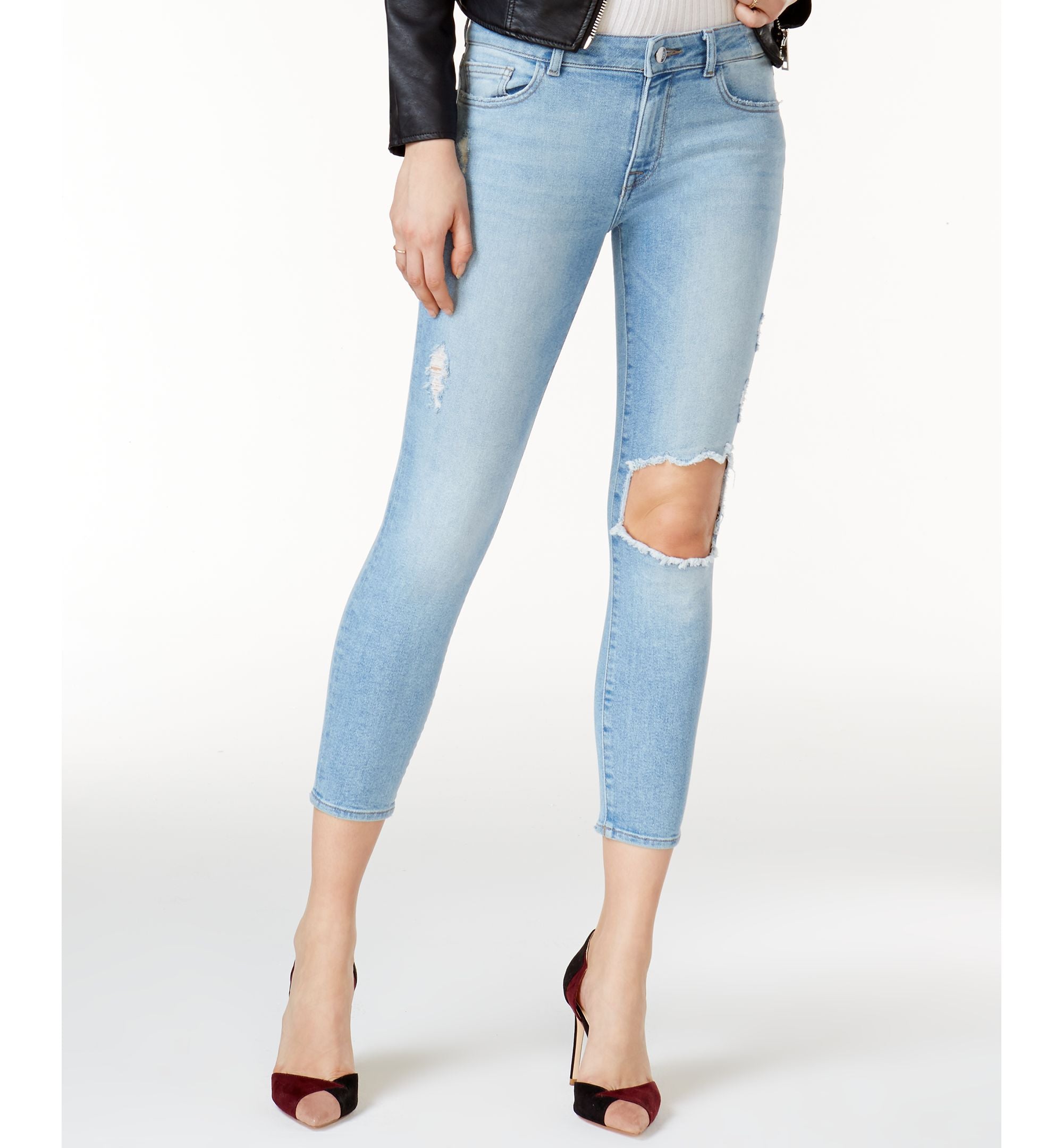 DL1961 Florence Crop Mid Rise Instascuplt Skinny Ripped Jeans