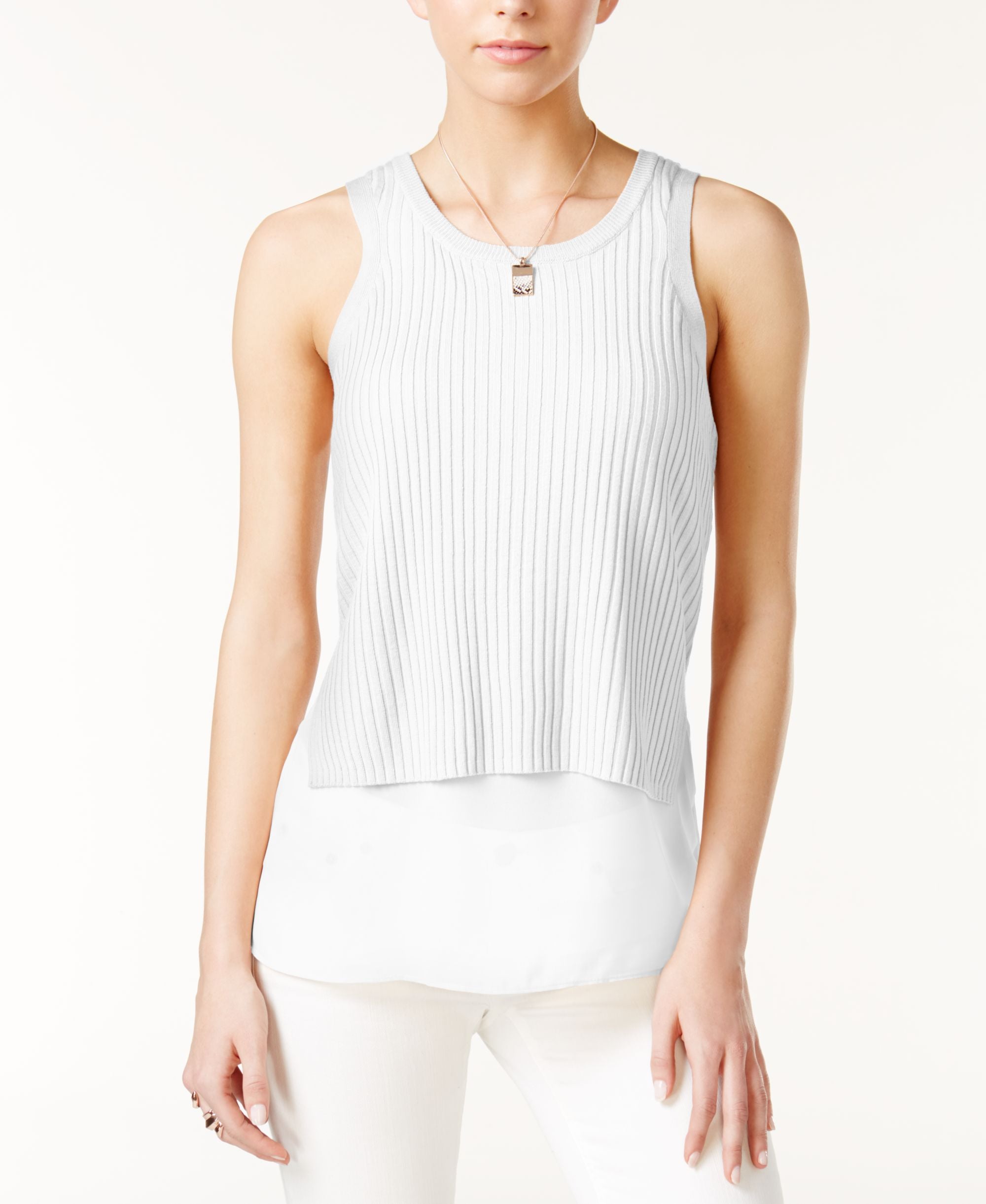 Bar III Mixed Media Tank Top