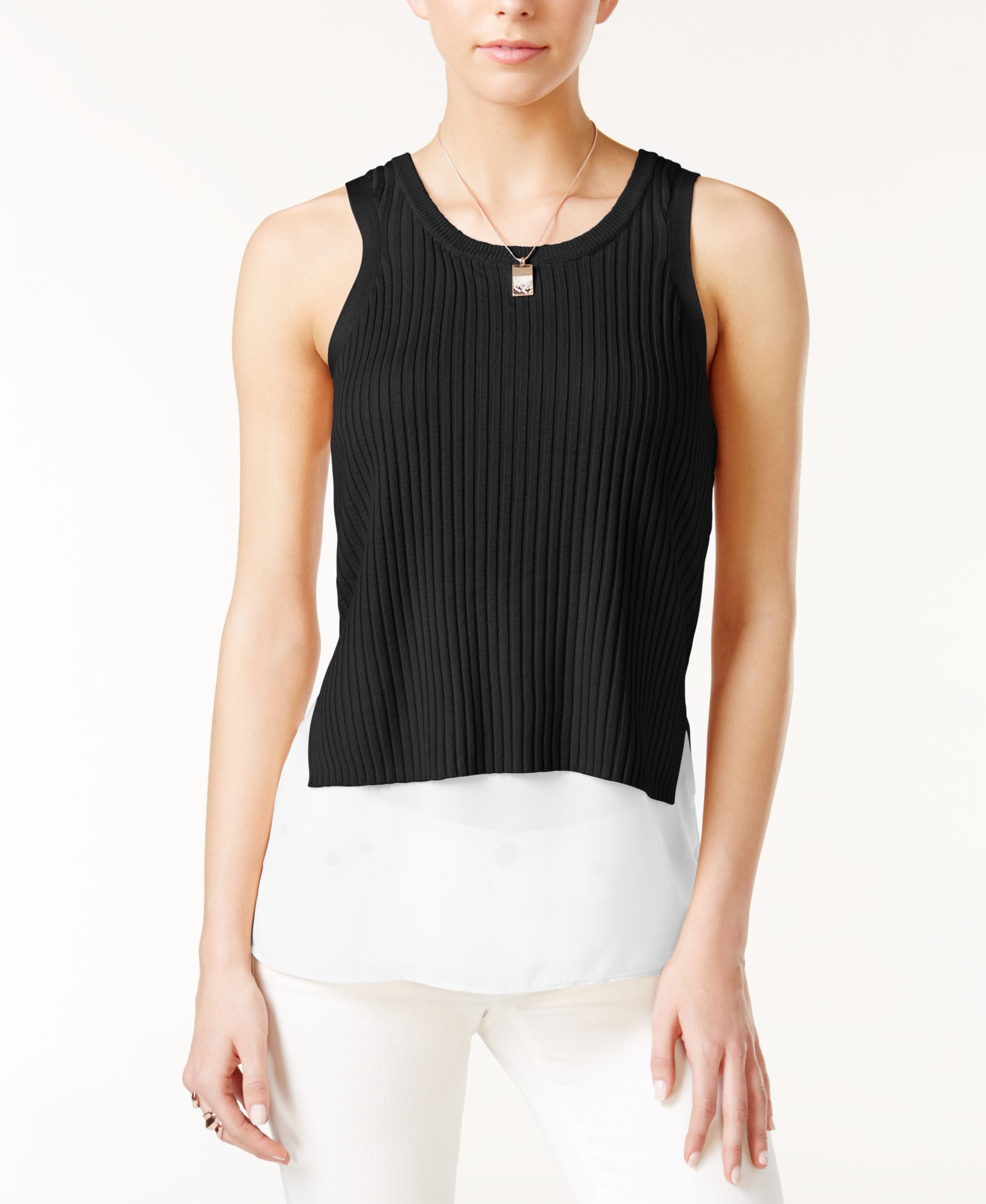 Bar III Mixed Media Tank Top