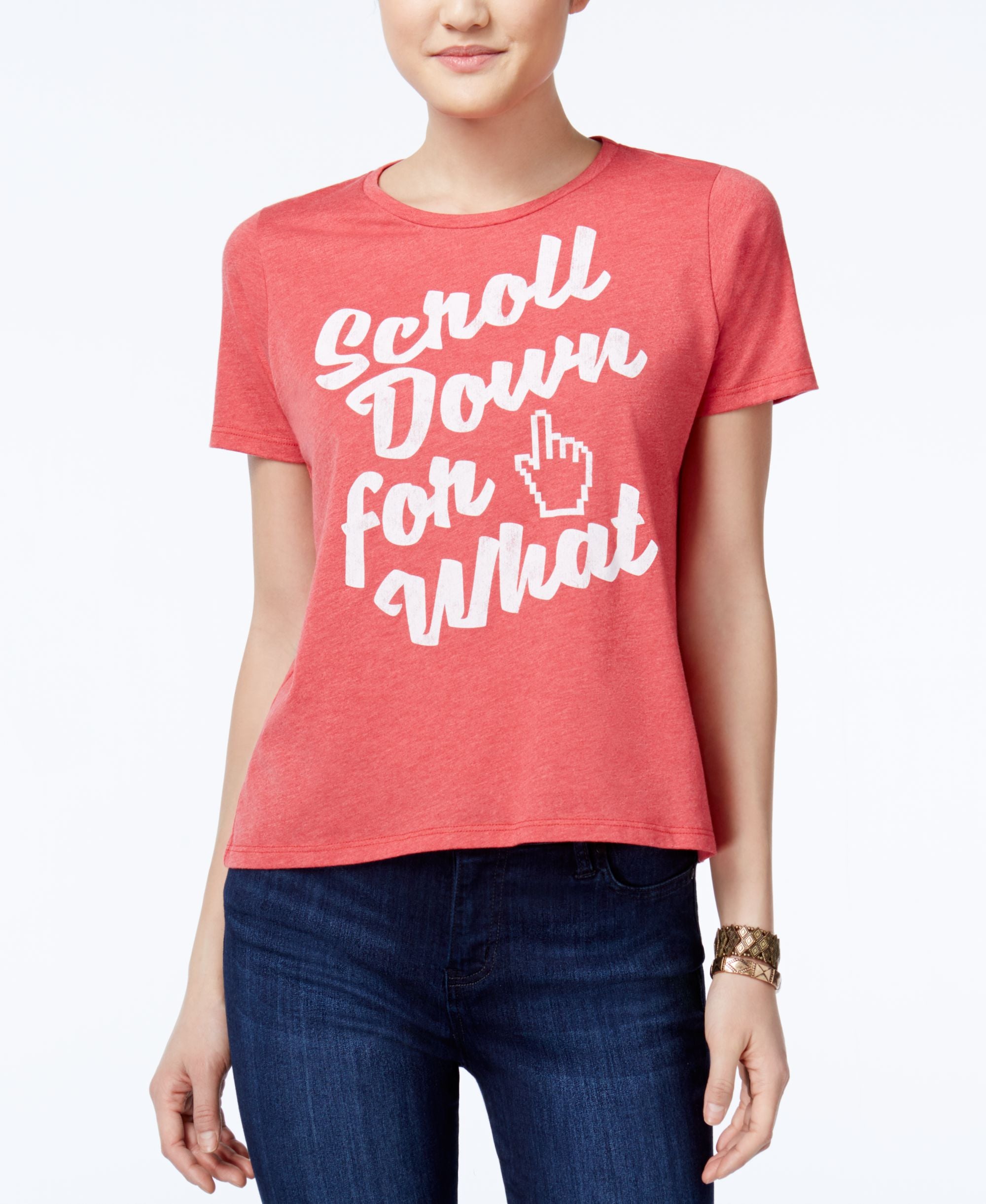 Mighty Fine Juniors Scroll Down Graphic T-Shirt