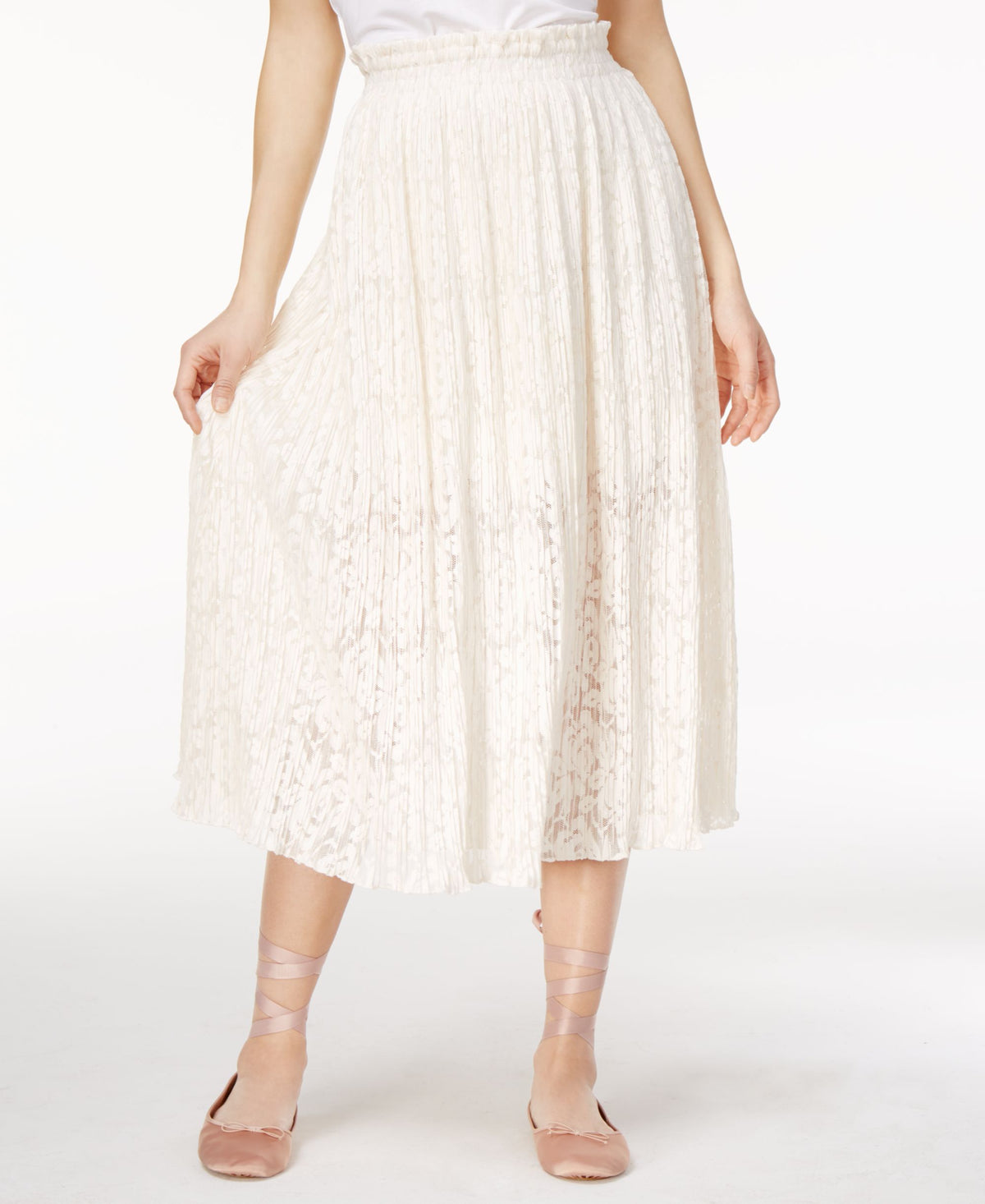 Rachel Rachel Roy Pleated Lace Midi Skirt