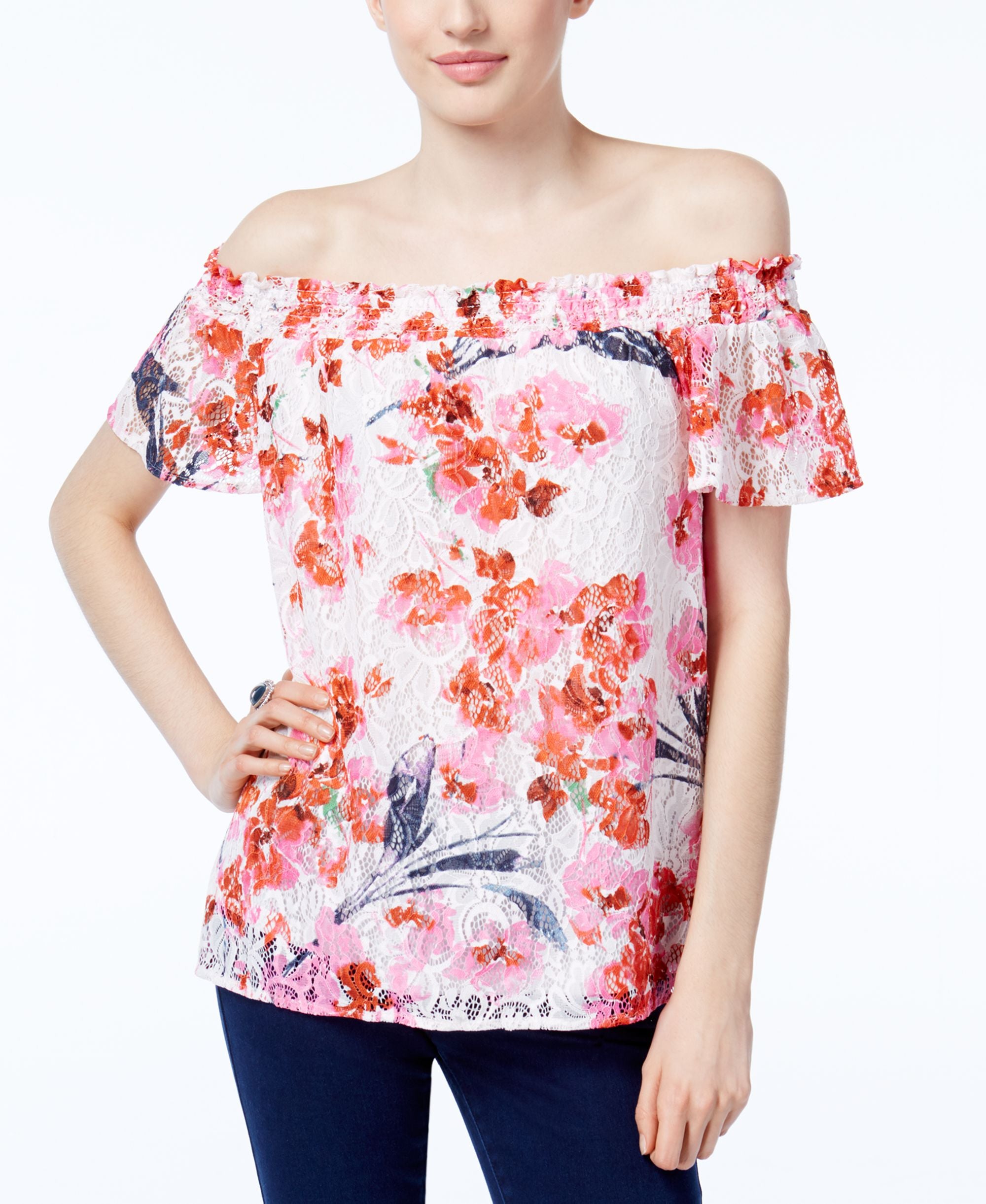 INC International Concepts Off The Shoulder Lace Top