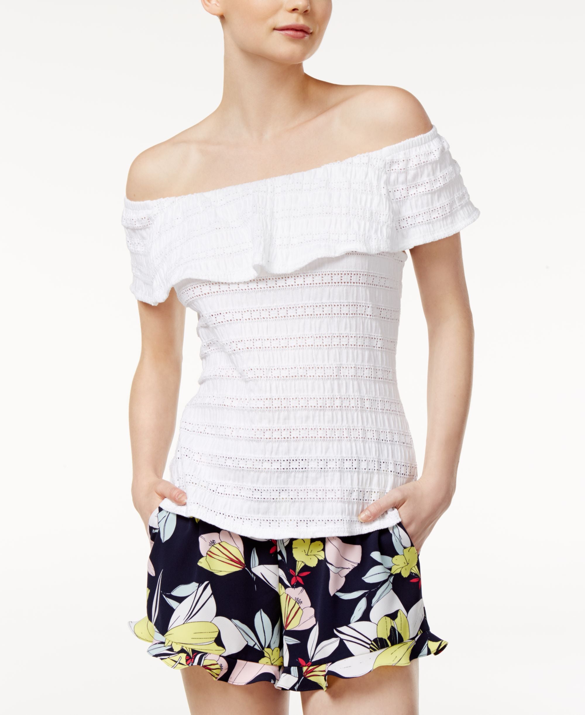 Maison Jules Off The Shoulder Flounce Top