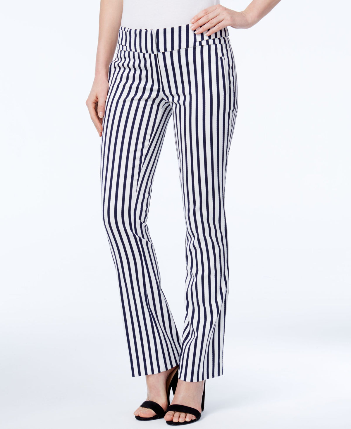 XOXO Juniors Natalie Striped Waist Tab Flared Pants