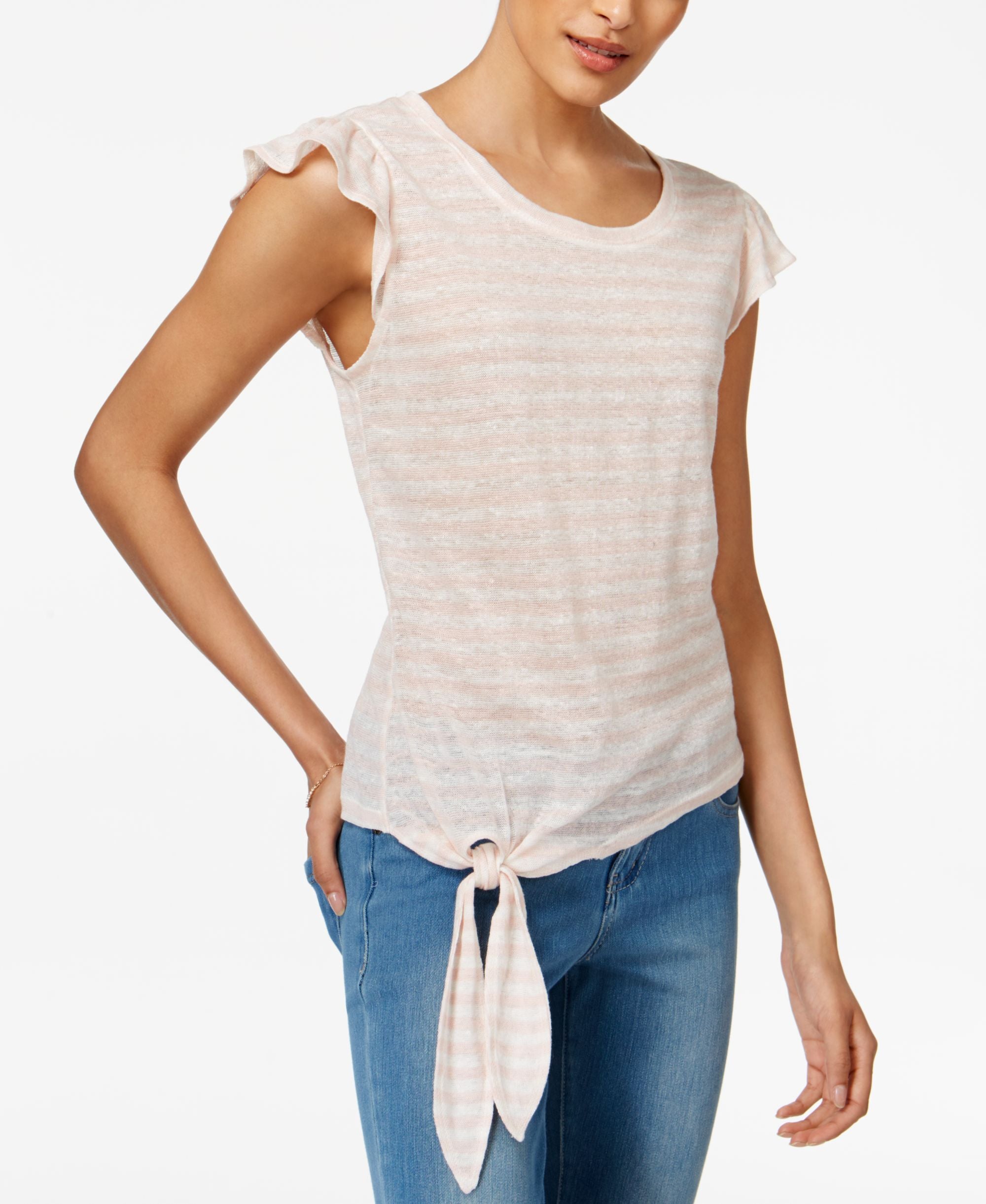 Maison Jules Linen Striped Side Tie Shirt