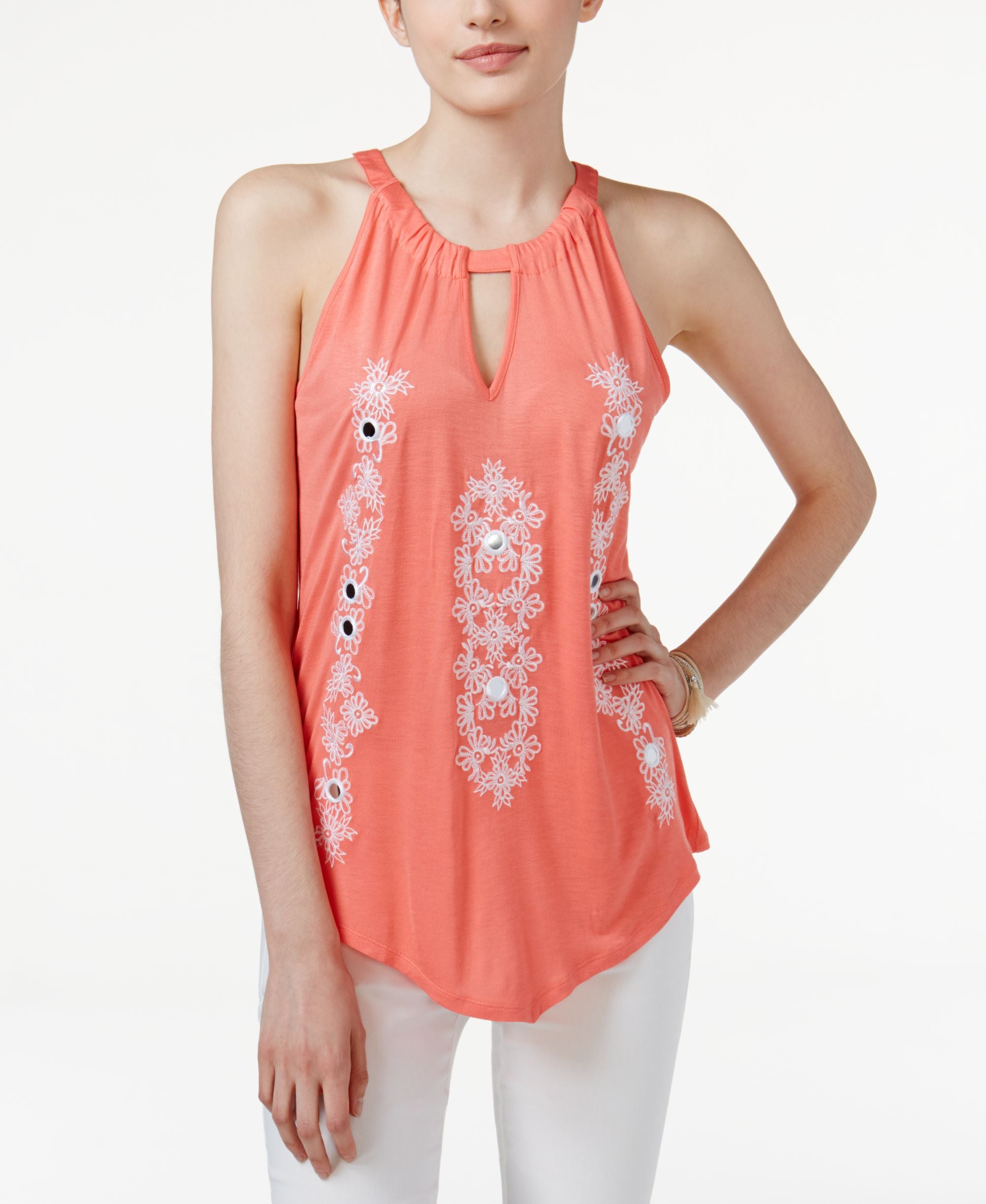 INC International Concepts Embroidered Halter Top