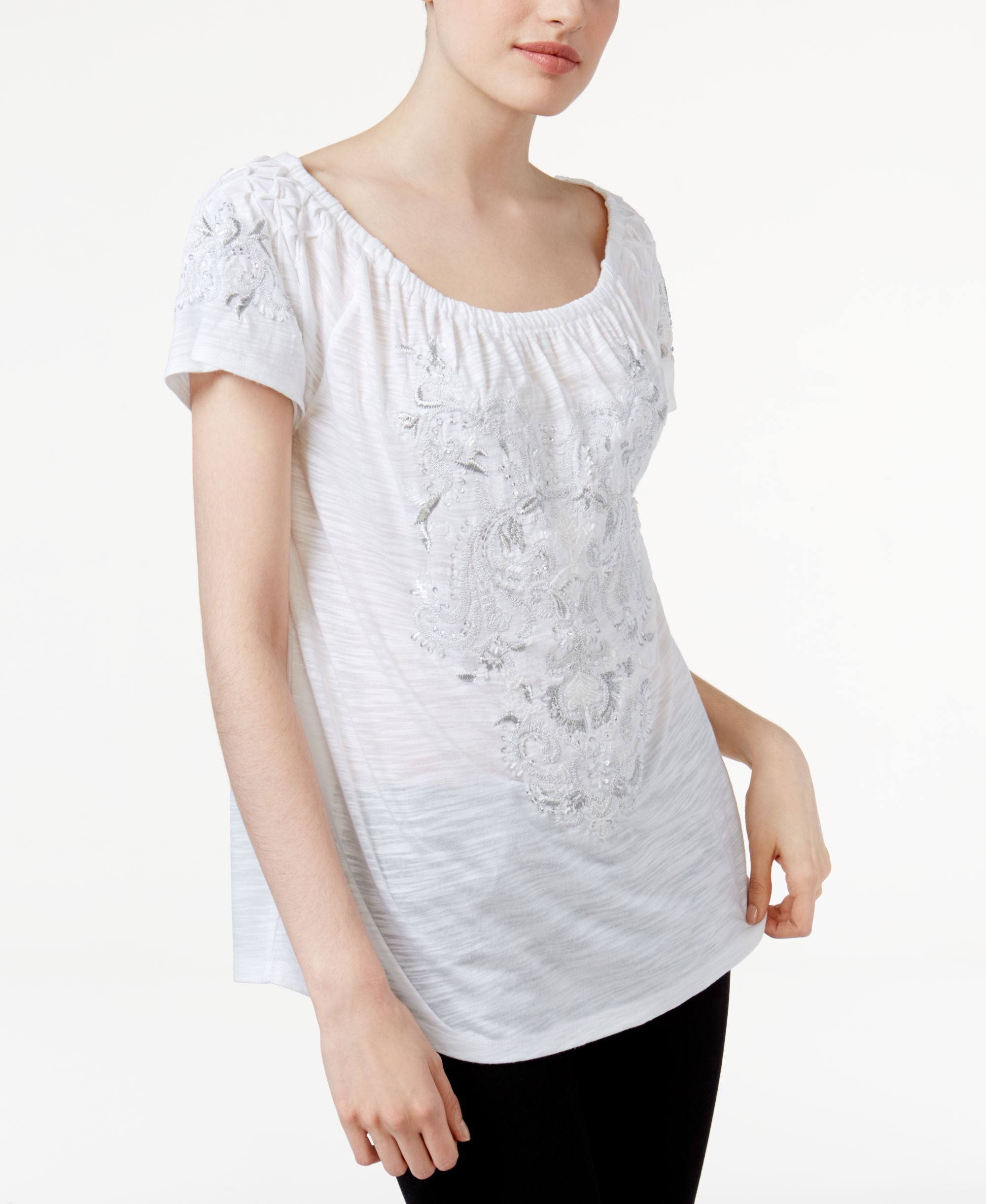 INC International Concepts Embroidered Off The Shoulder Top