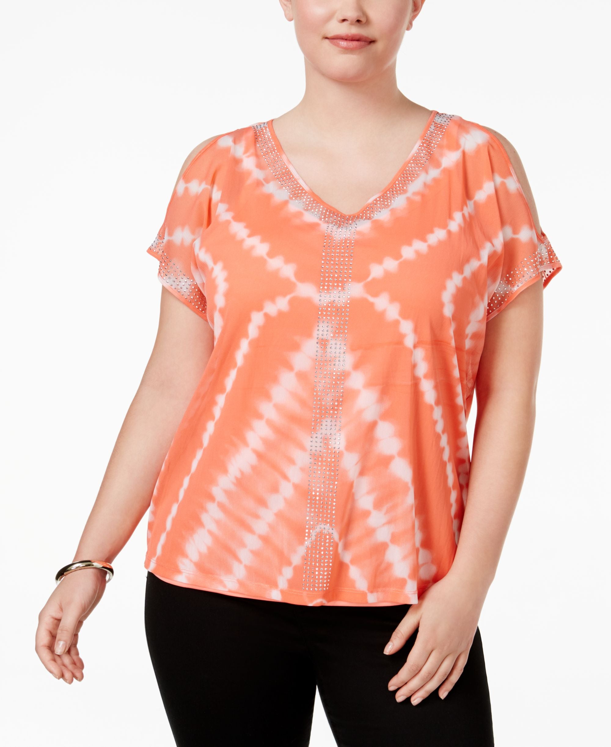 INC International Concepts Plus Size Cold Shoulder Top