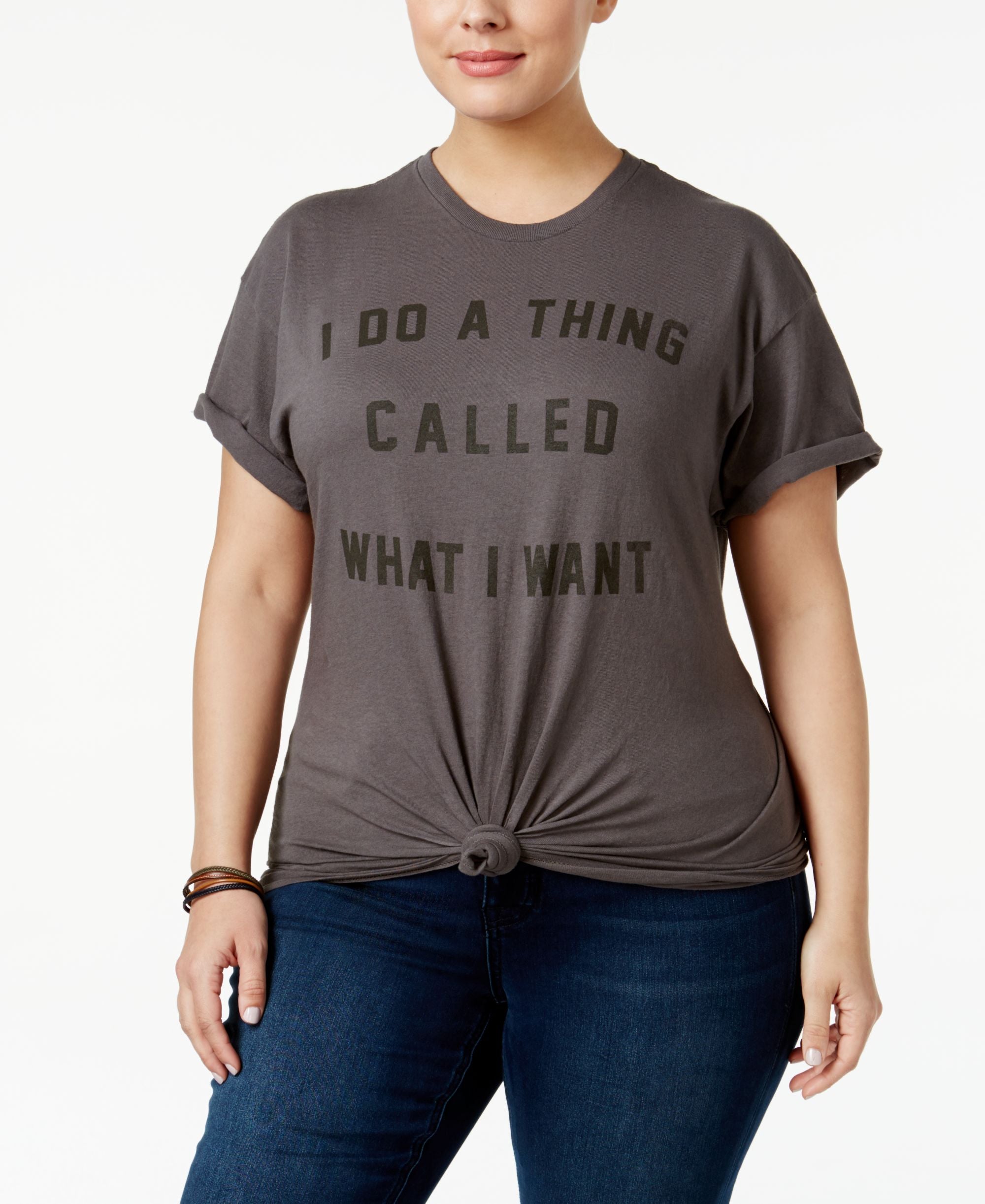 Hybrid Trendy Plus Size Cotton What I Want Graphic T-Shirt