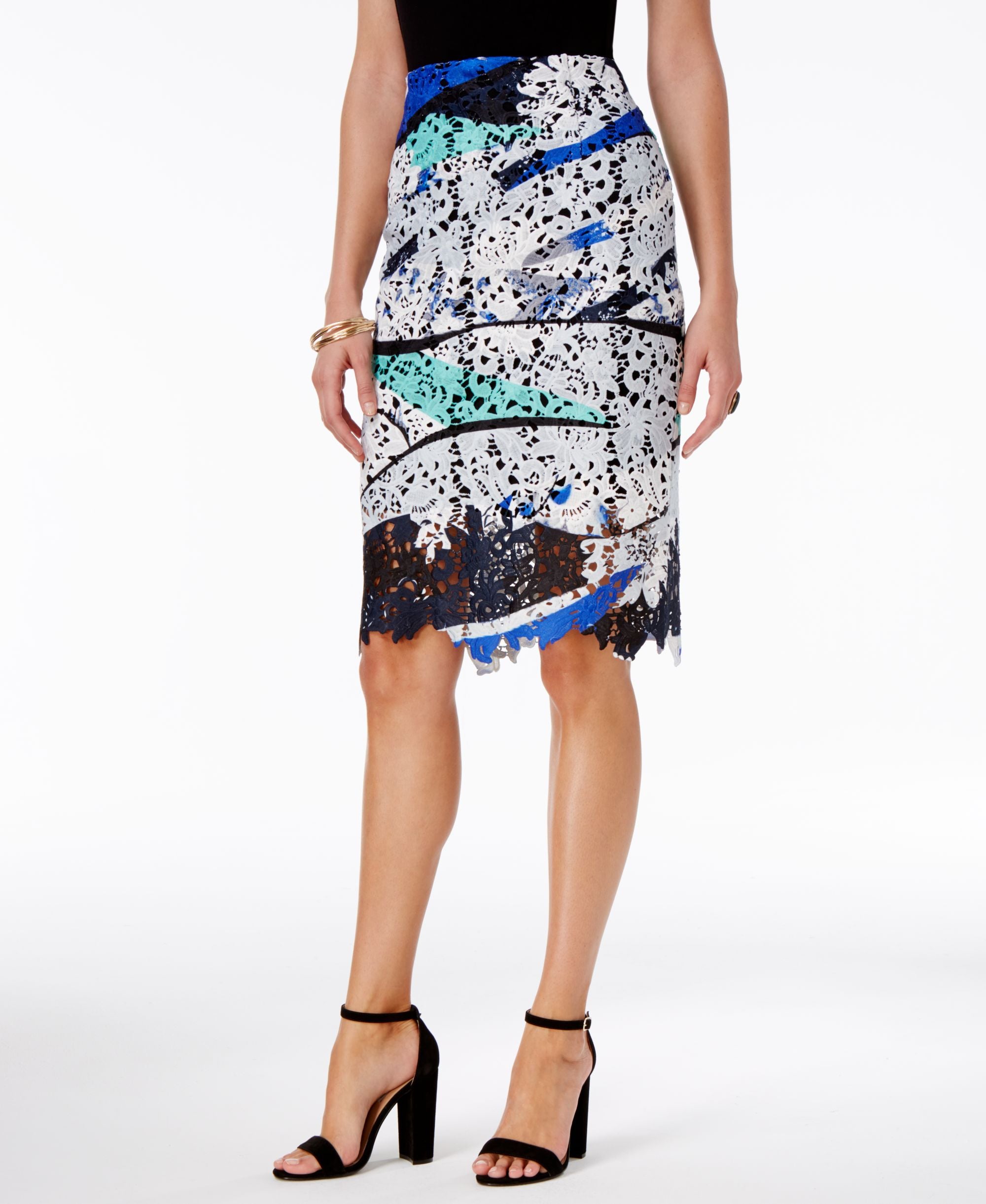 Bar III Printed Lace Skirt