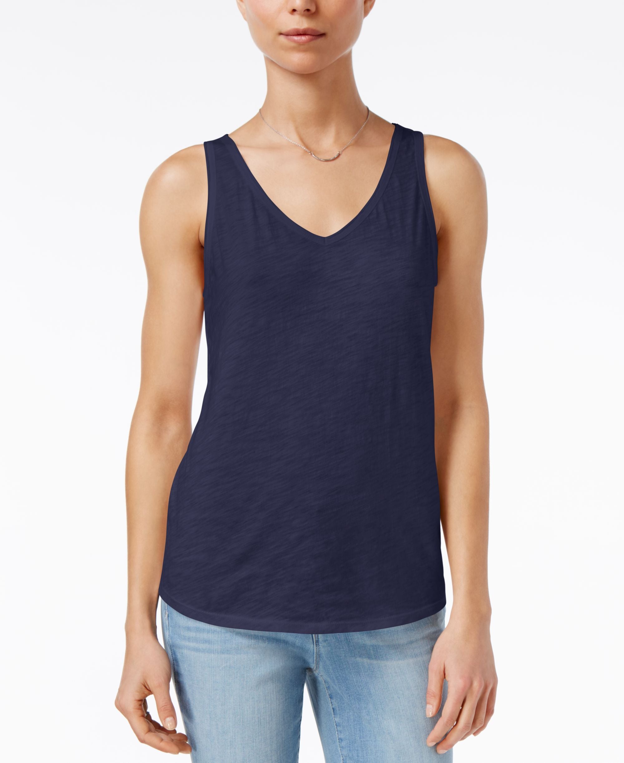 Maison Jules Cotton V Neck Tank Top