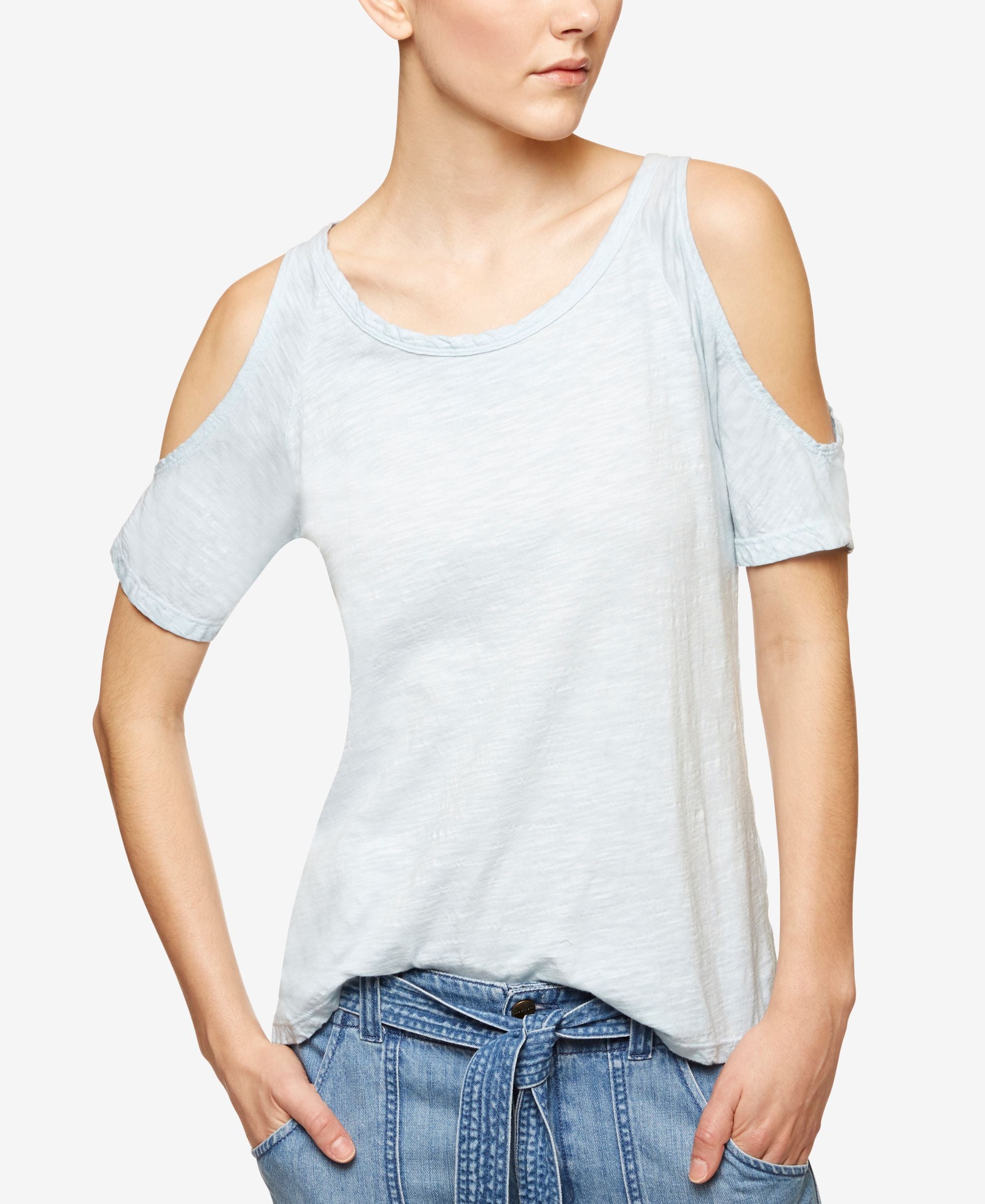 Heathered Cold-Shoulder Top