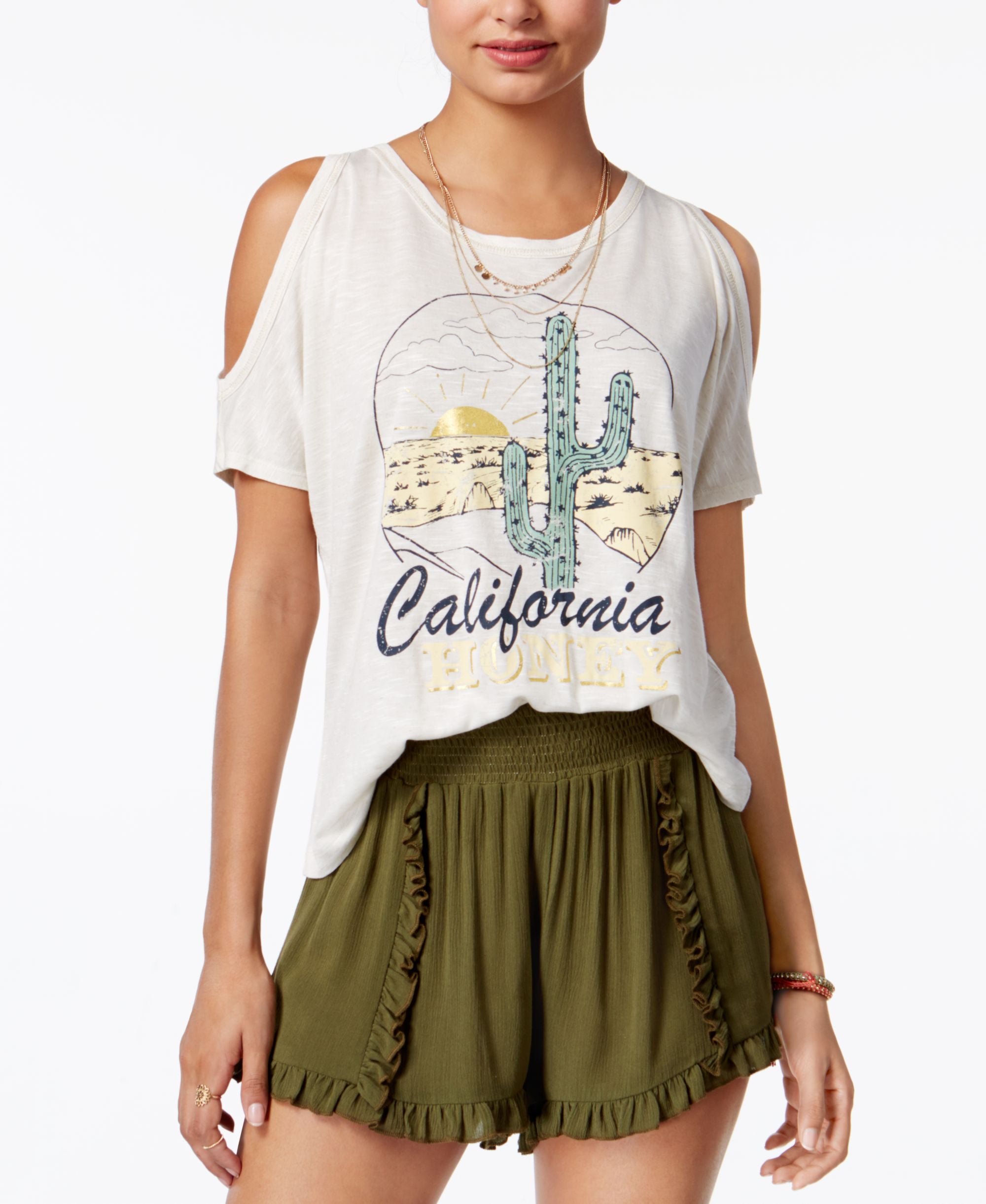 American Rag Off The Shoulder Graphic T-Shirt
