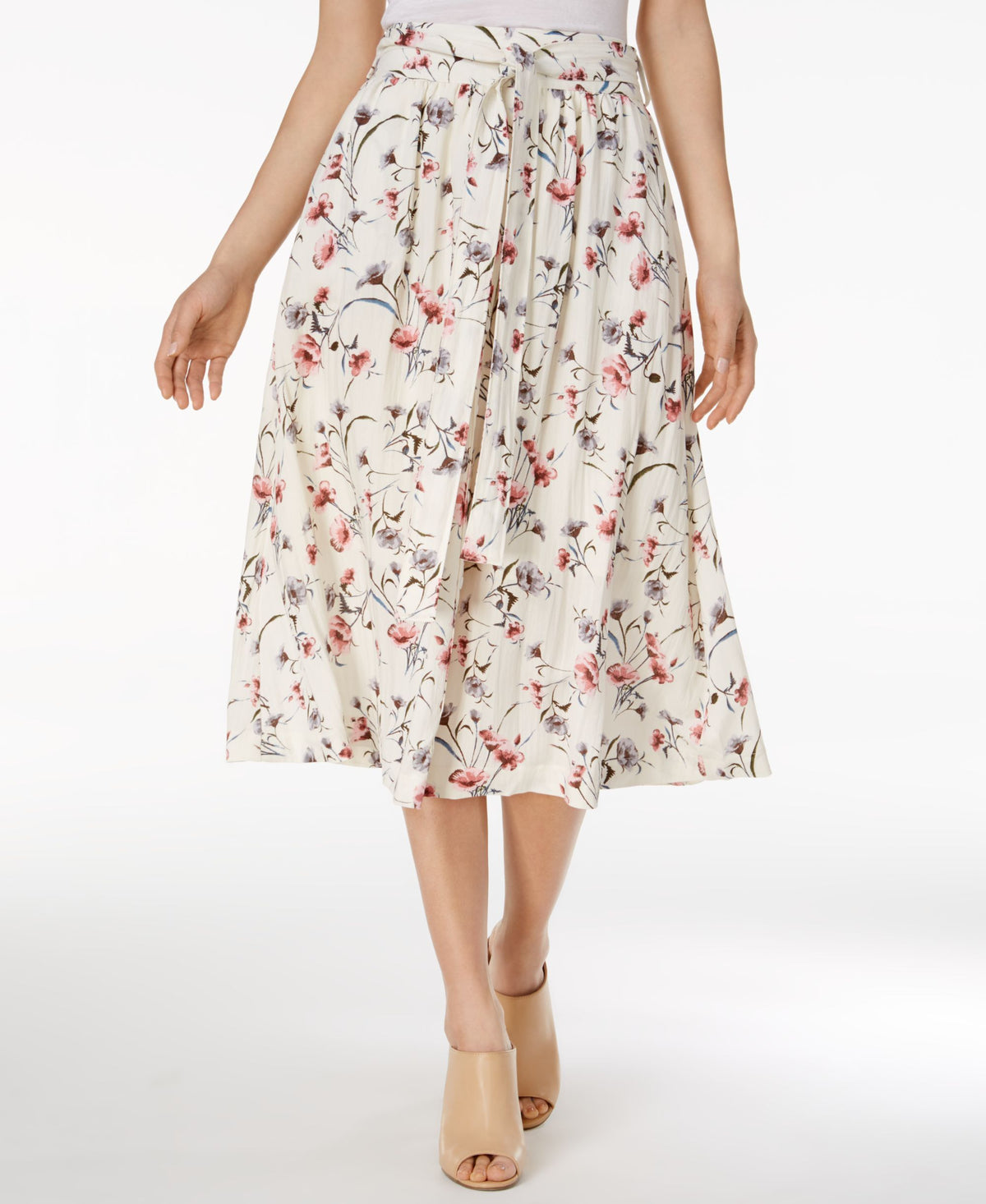 J.O.A. Floral Print Midi Skirt