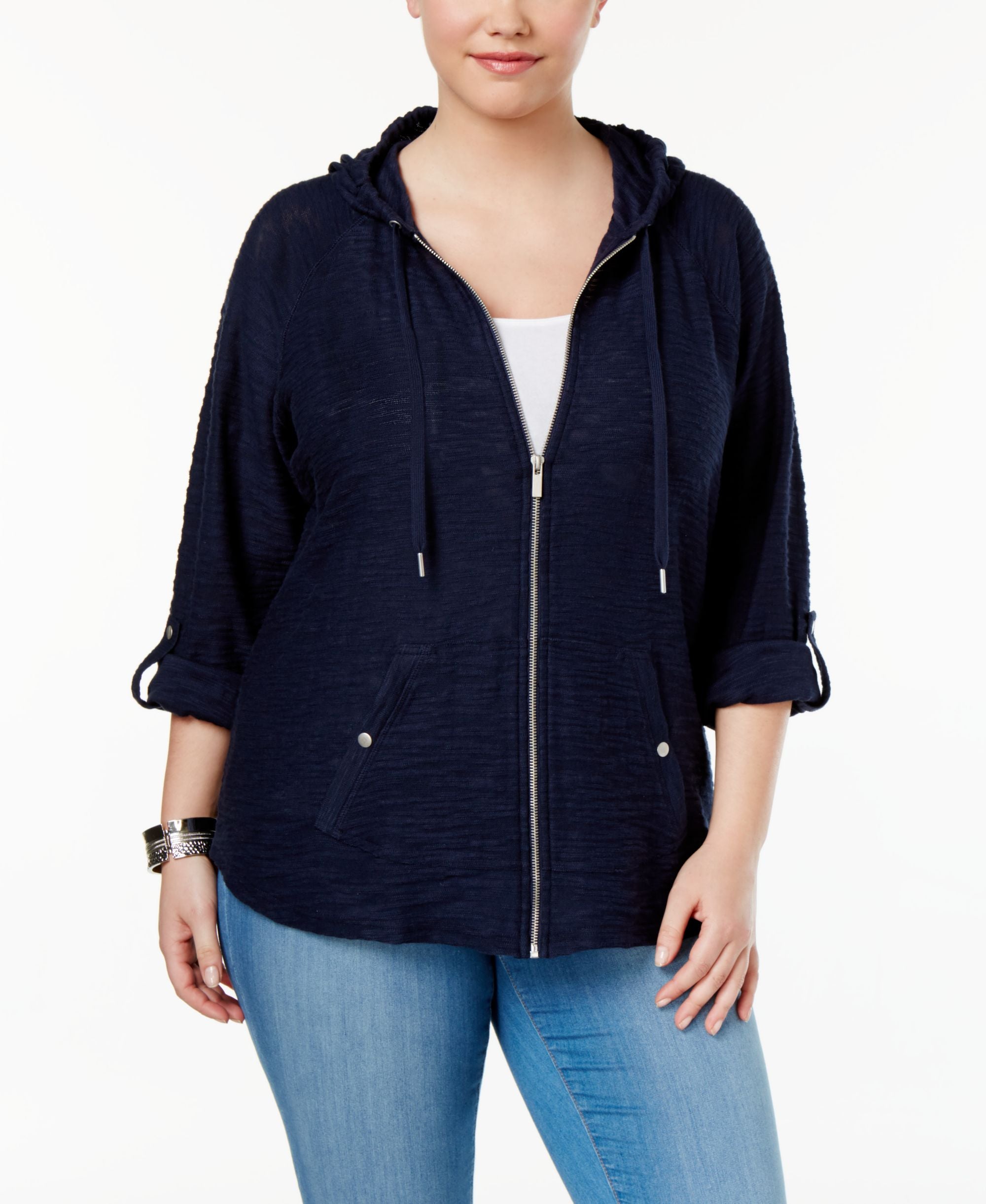 Style & Co Plus Size Zip Hooded Jacket