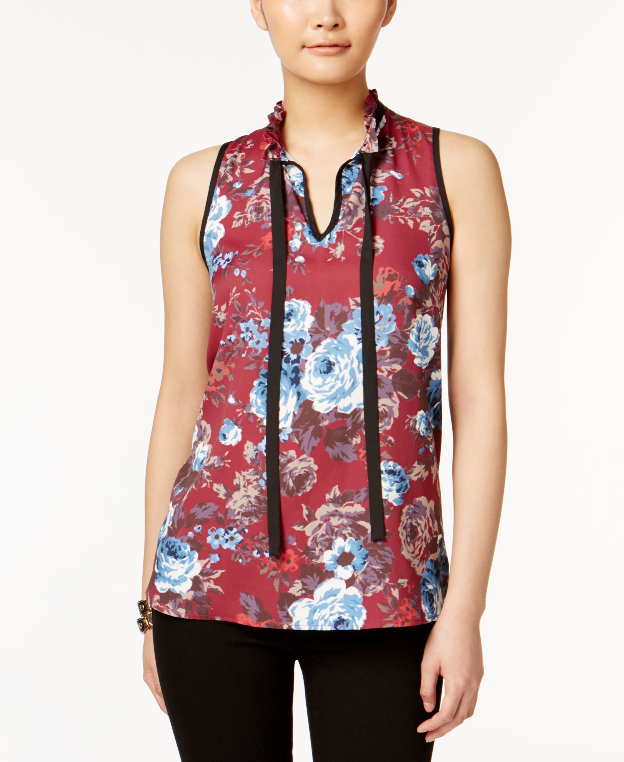 Love Scarlett Floral Print Tie Neck Blouse